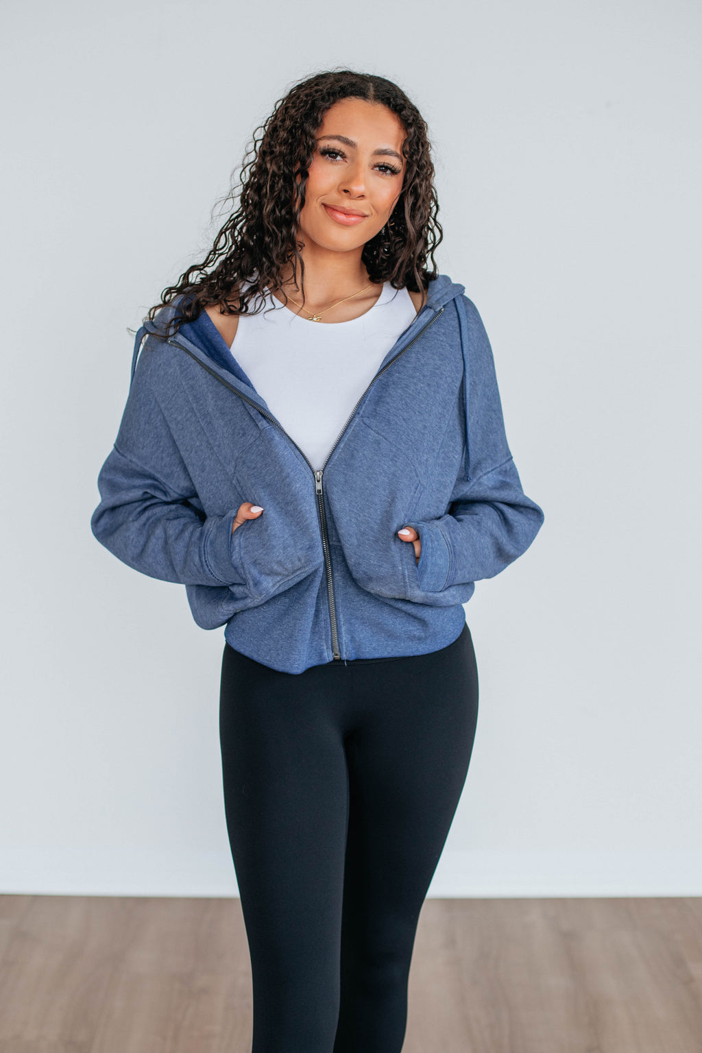 Maxwell Washed Zip-Up Hoodie - Navy