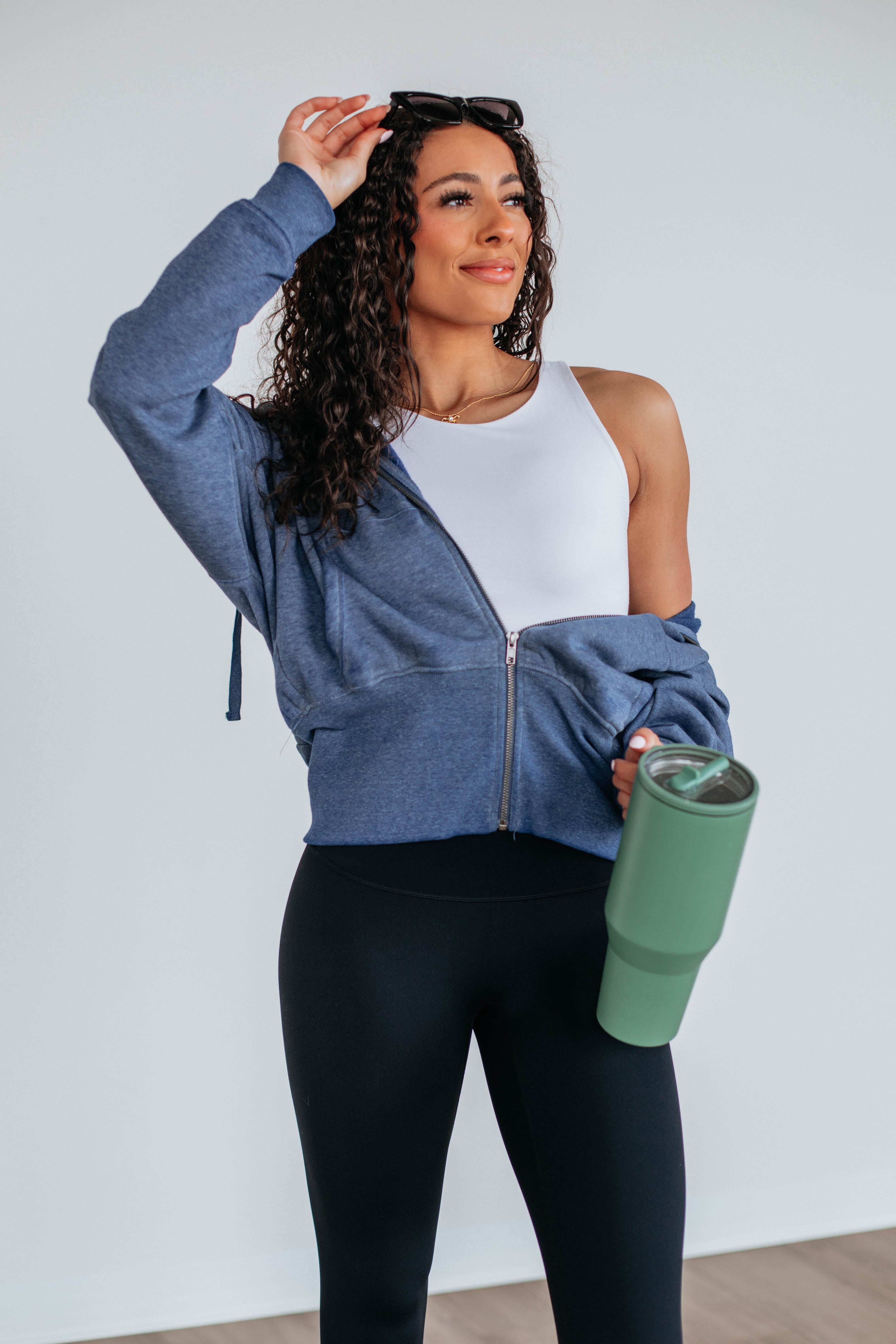 Maxwell Washed Zip-Up Hoodie - Navy