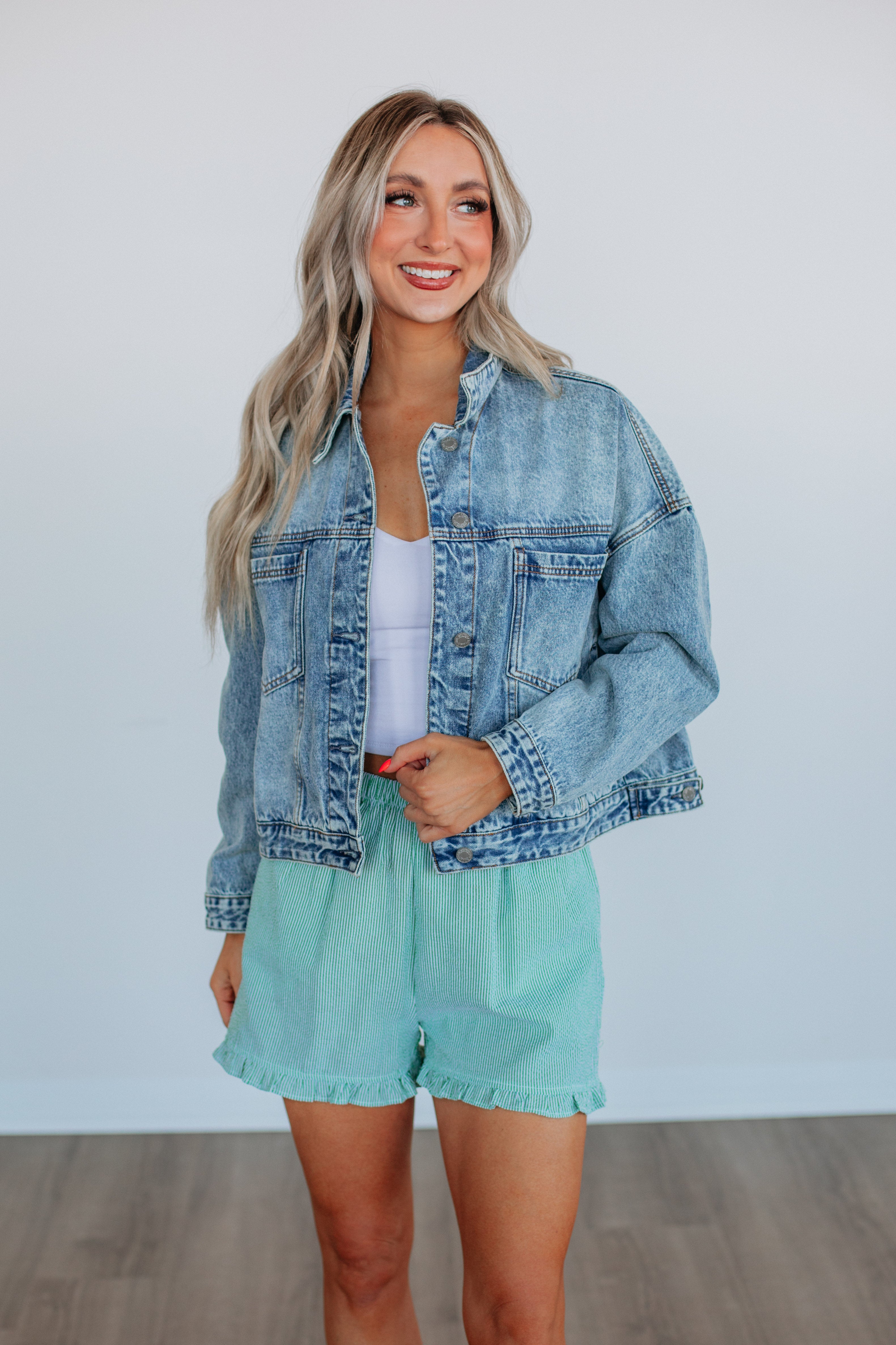 Aminah Striped Shorts - Kelly Green