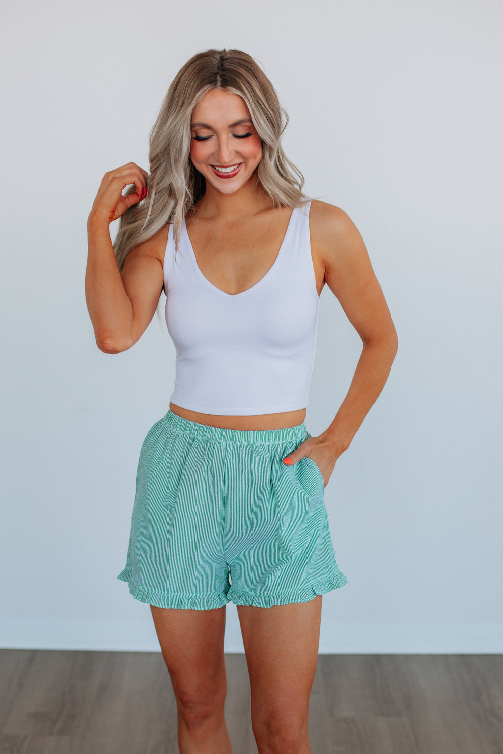 Aminah Striped Shorts - Kelly Green