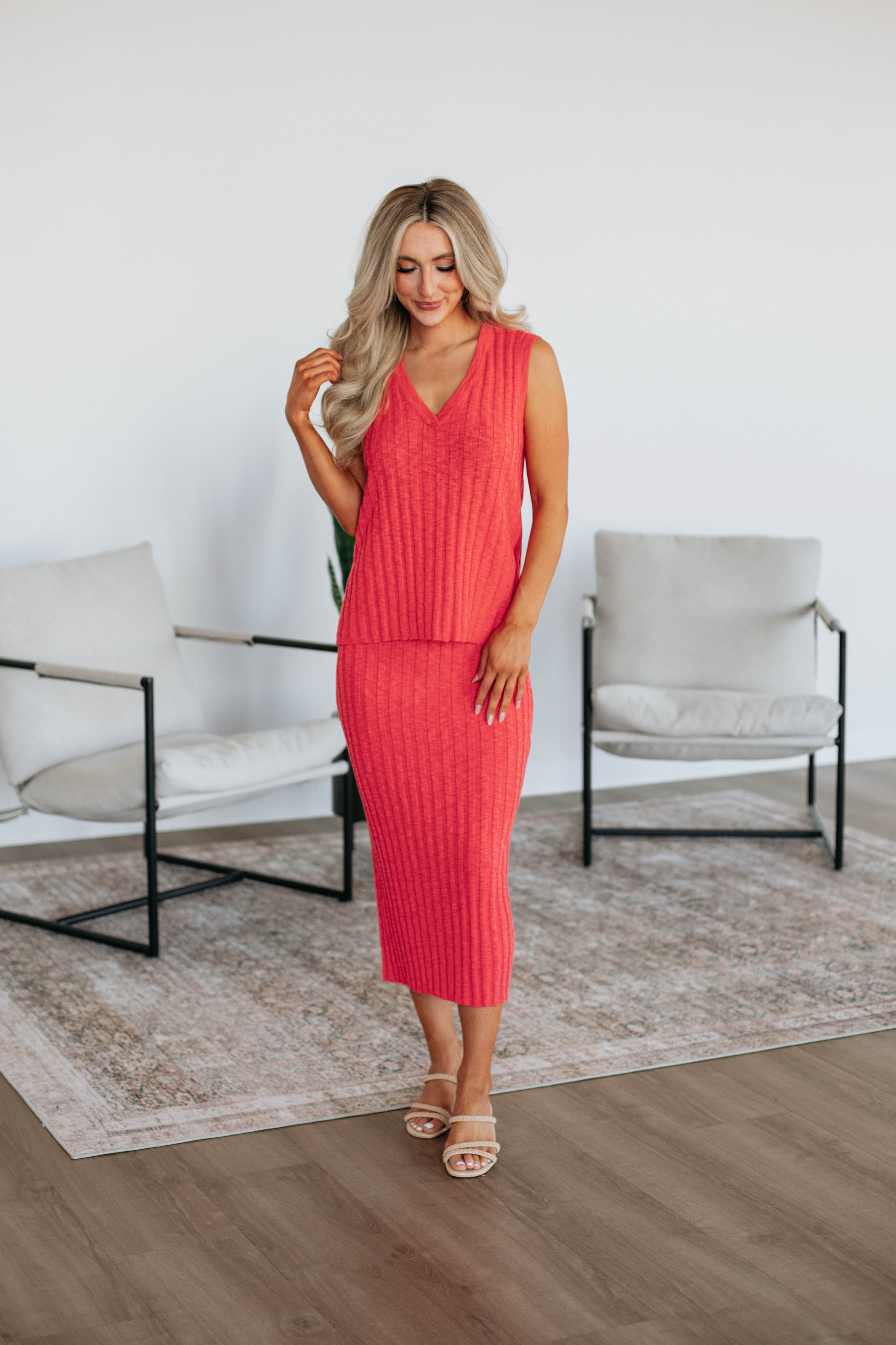 Andri Knit Top - Deep Coral