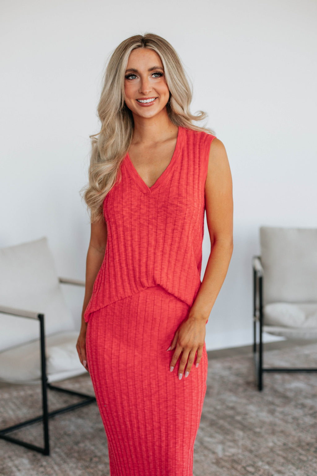 Andri Knit Top - Deep Coral