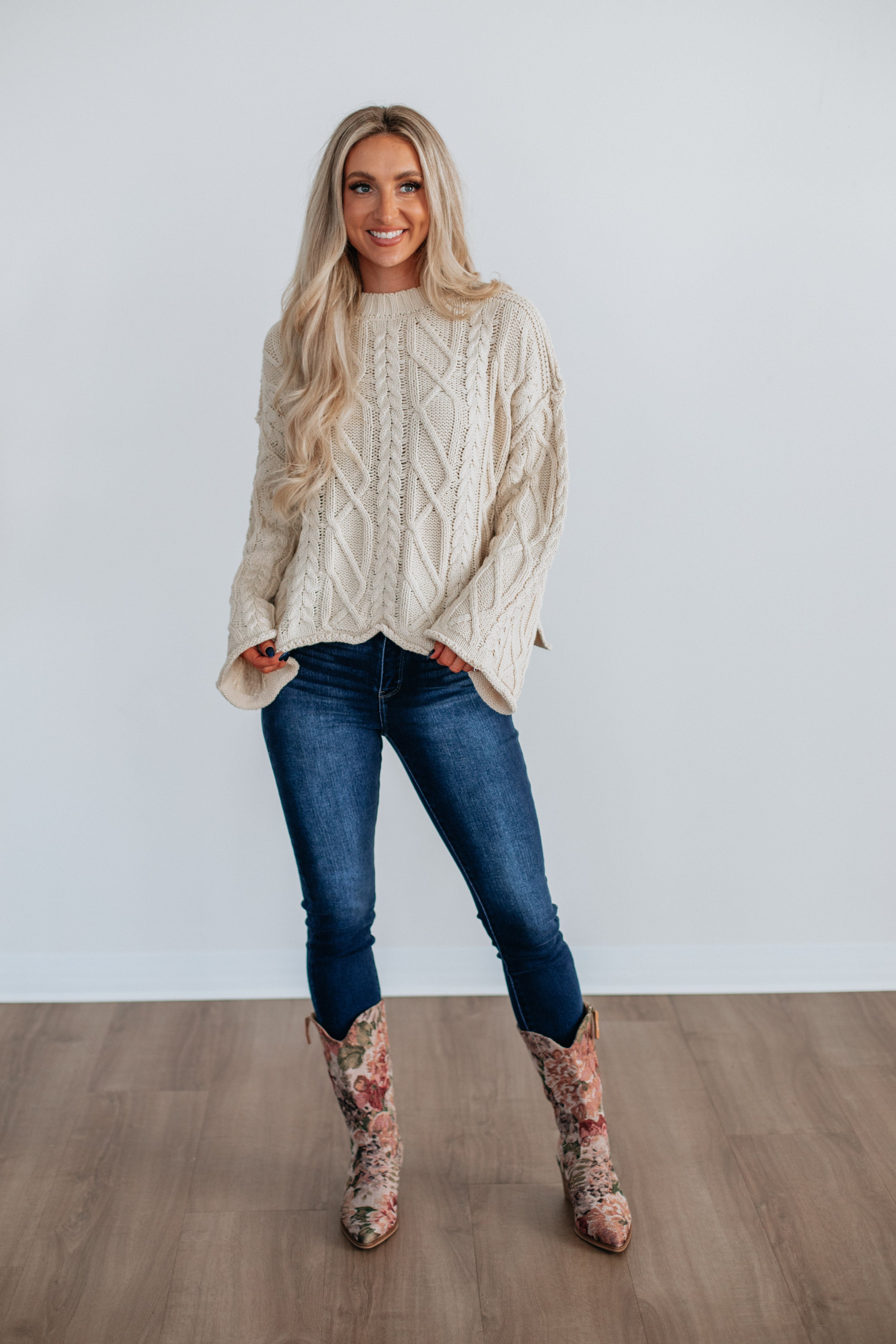 Anna Cable Knit Sweater - Cream