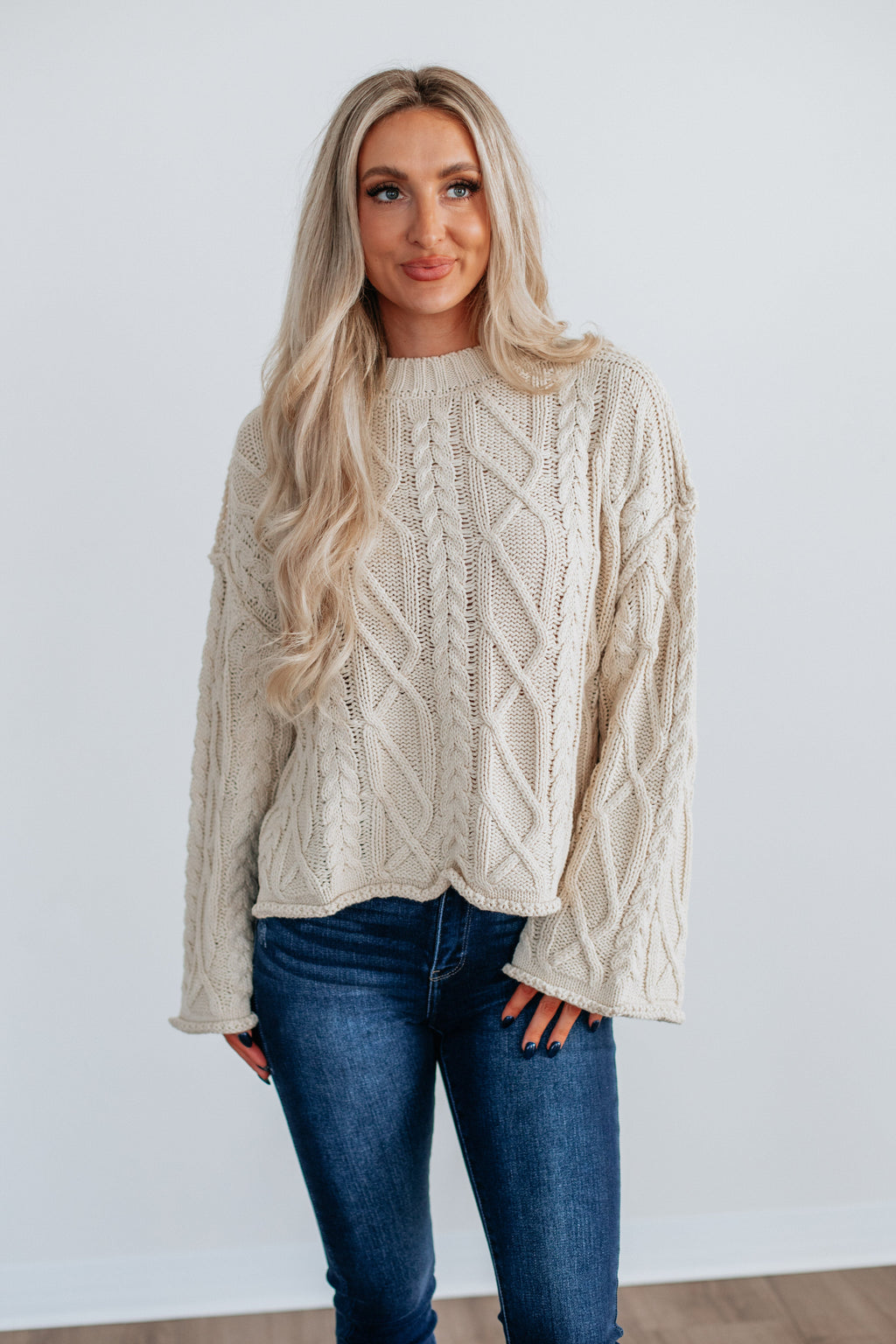 Anna Cable Knit Sweater - Cream