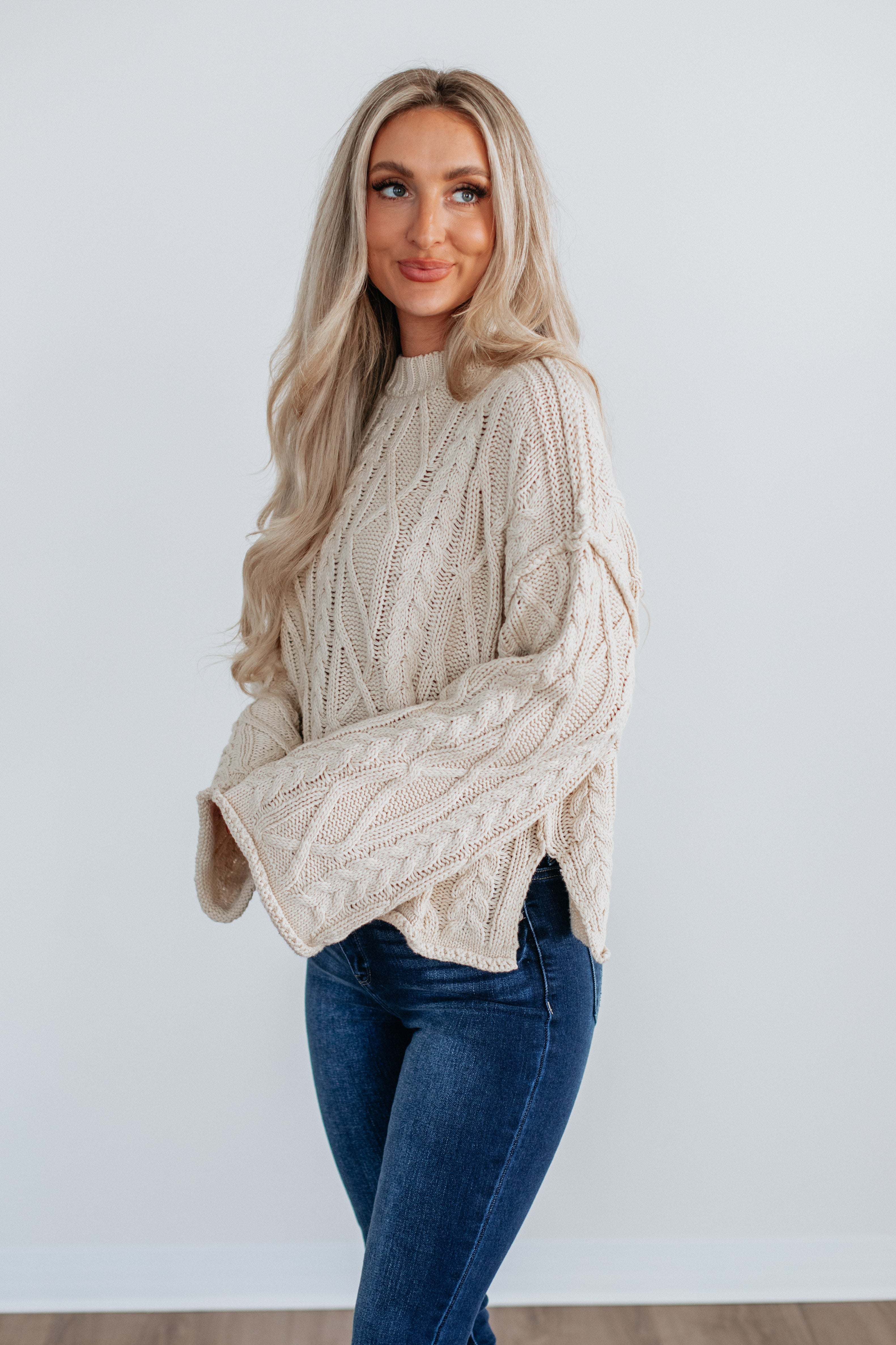 Anna Cable Knit Sweater - Cream