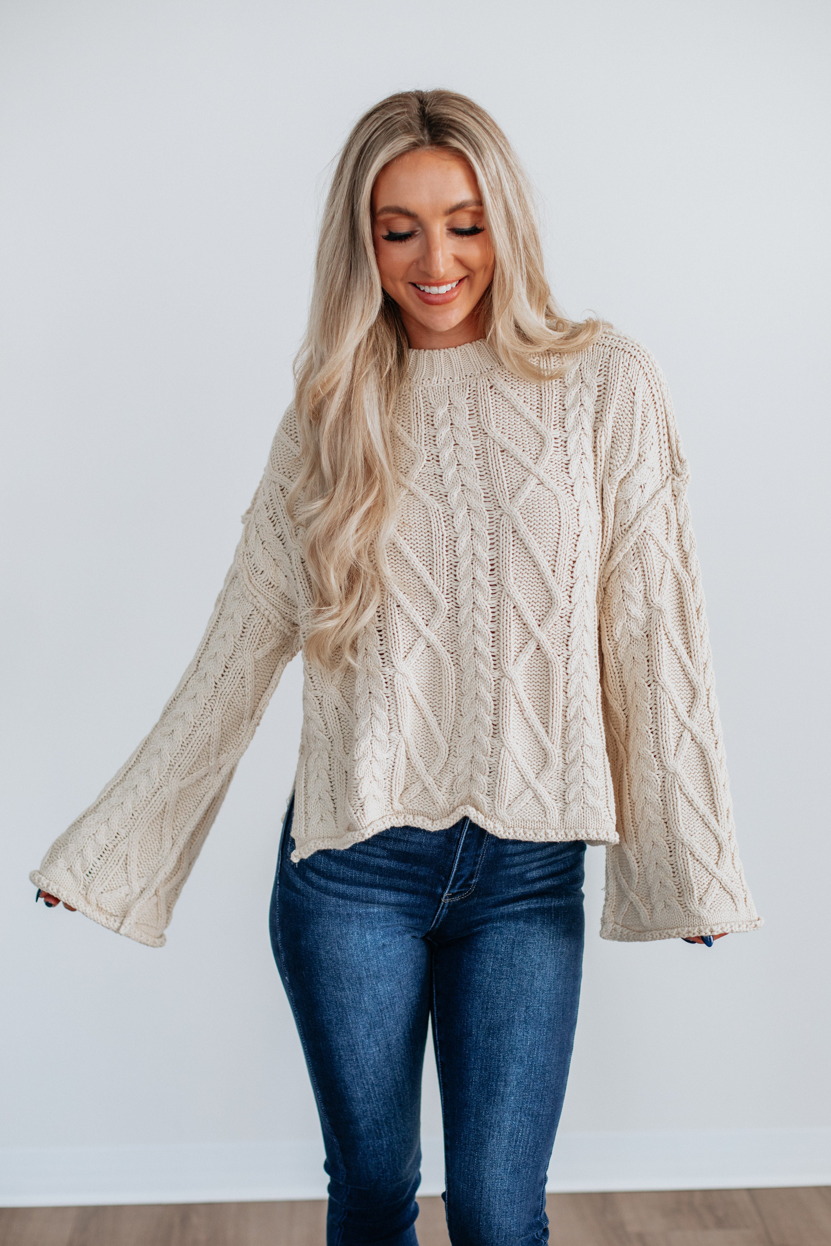 Anna Cable Knit Sweater - Cream