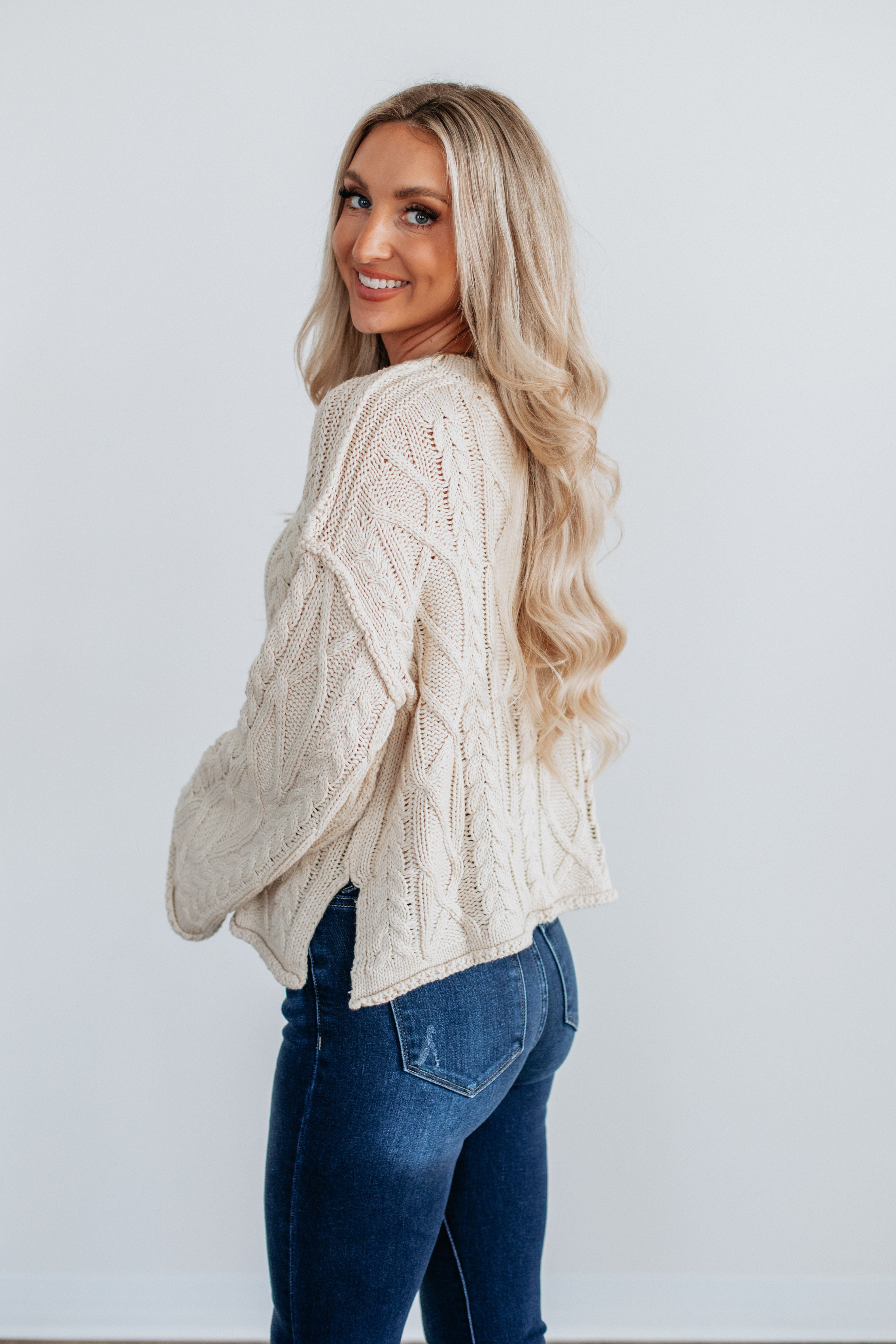 Anna Cable Knit Sweater - Cream