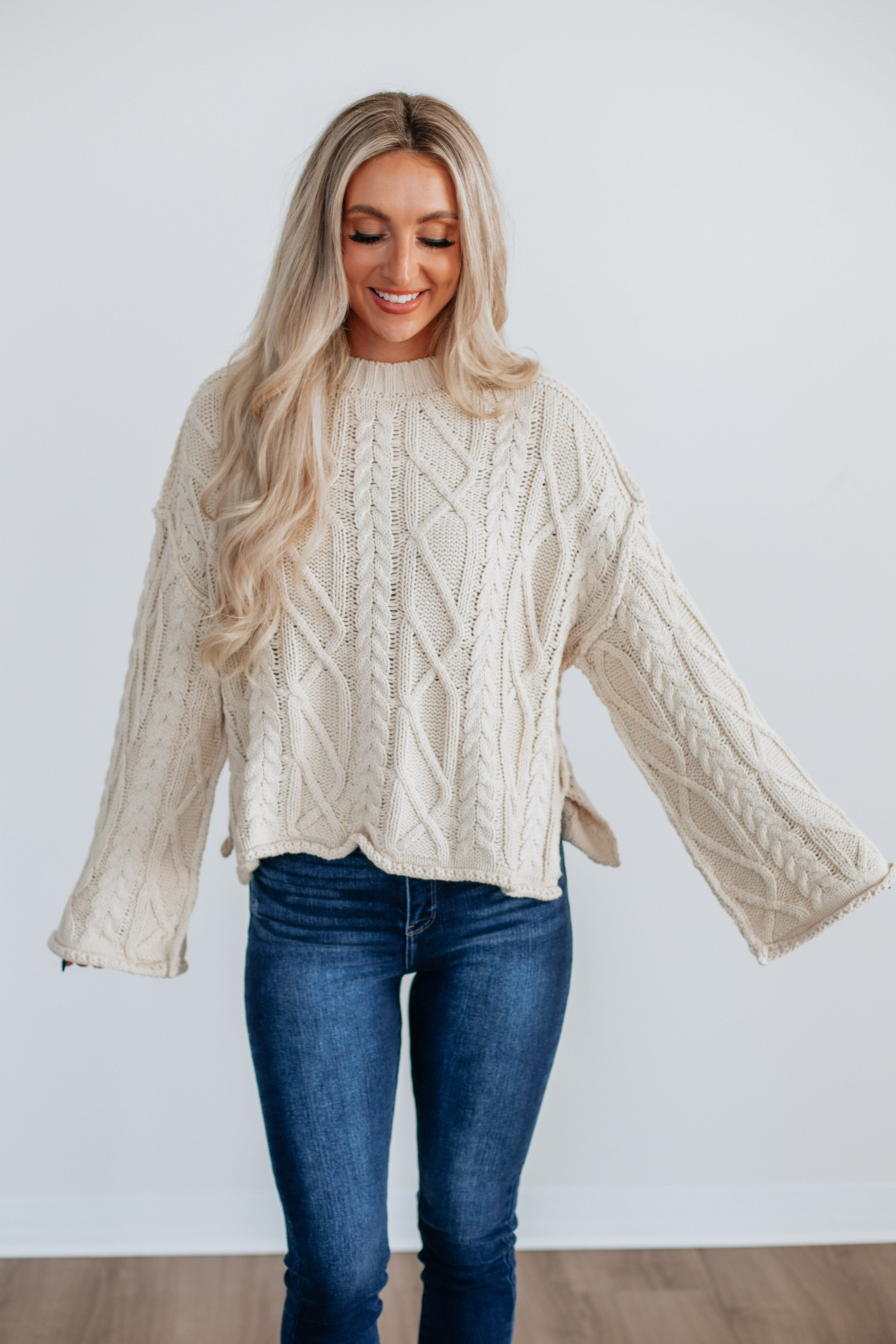 Anna Cable Knit Sweater - Cream