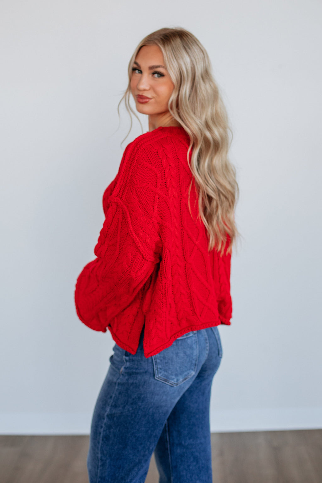 Anna Cable Knit Sweater - Ruby