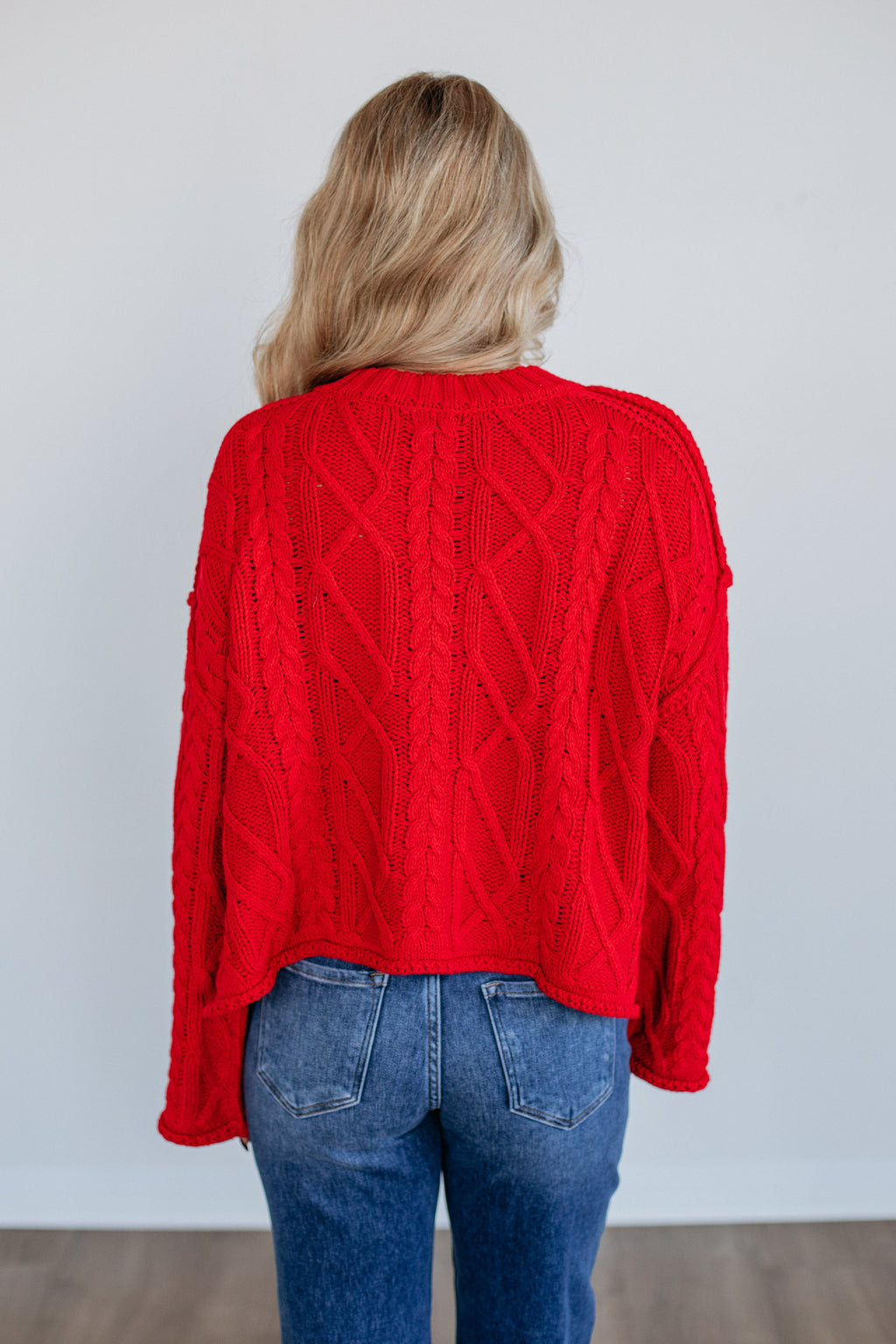 Anna Cable Knit Sweater - Ruby