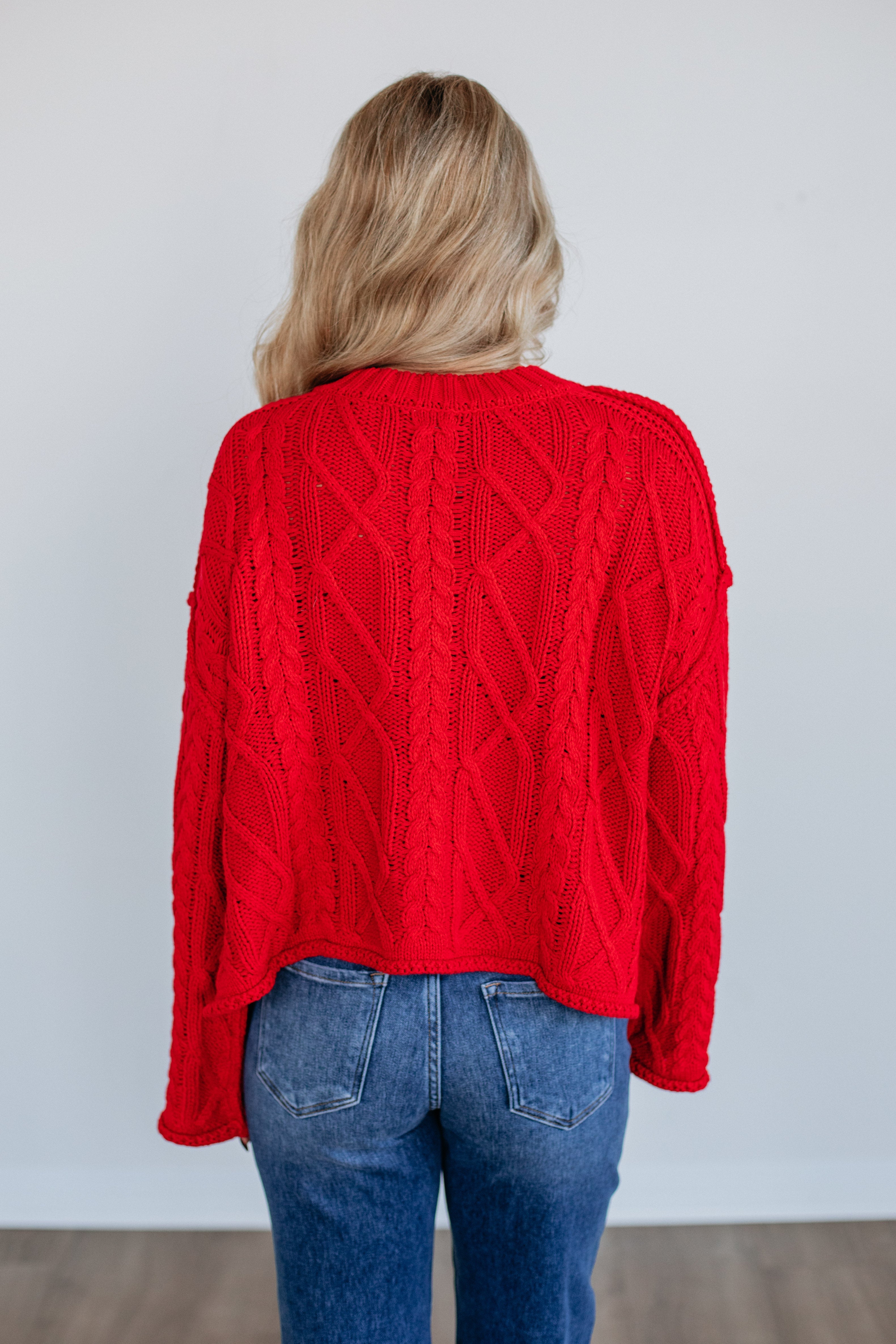 Anna Cable Knit Sweater - Ruby