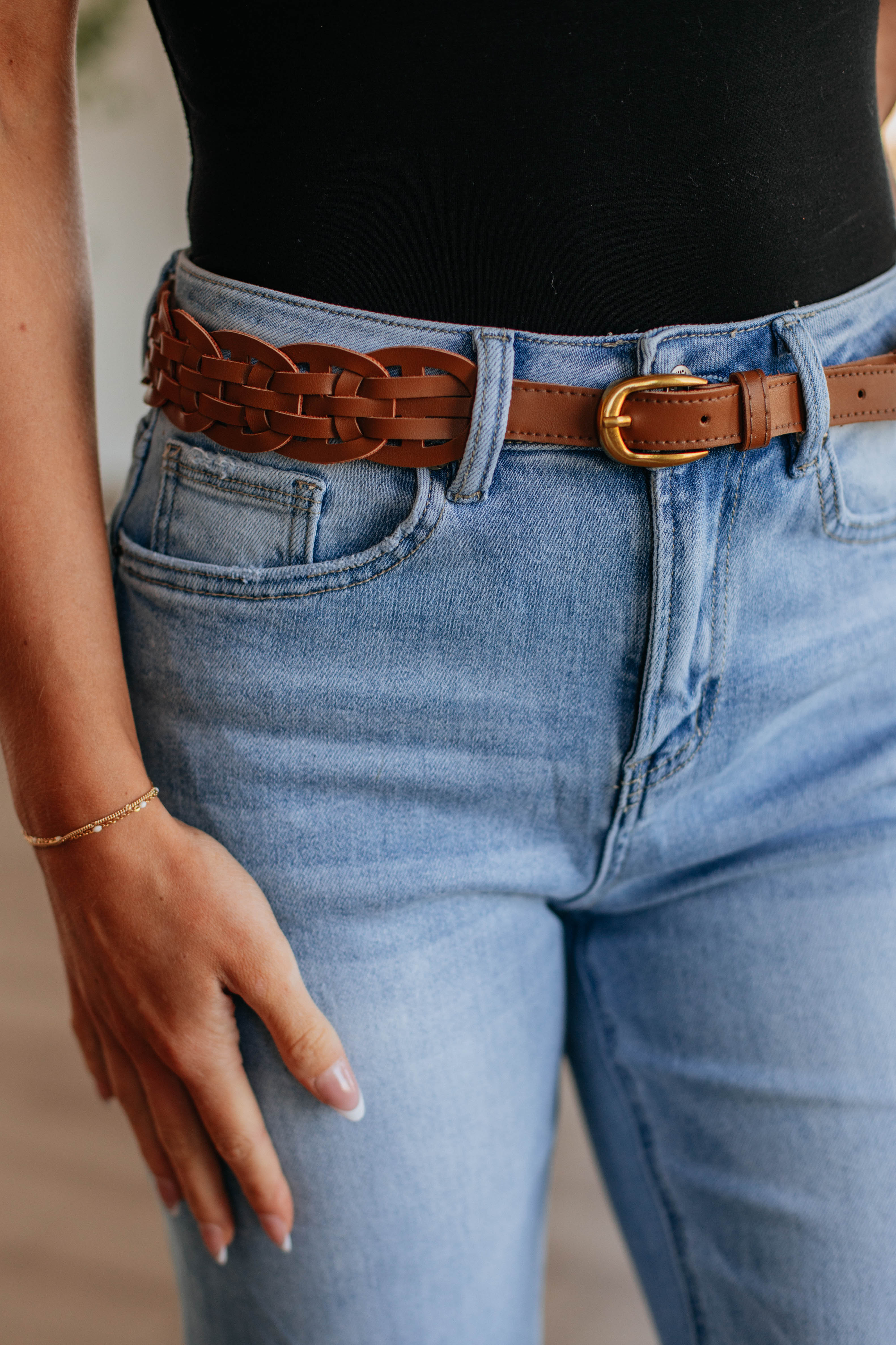 Dion Braided Belt - Cognac