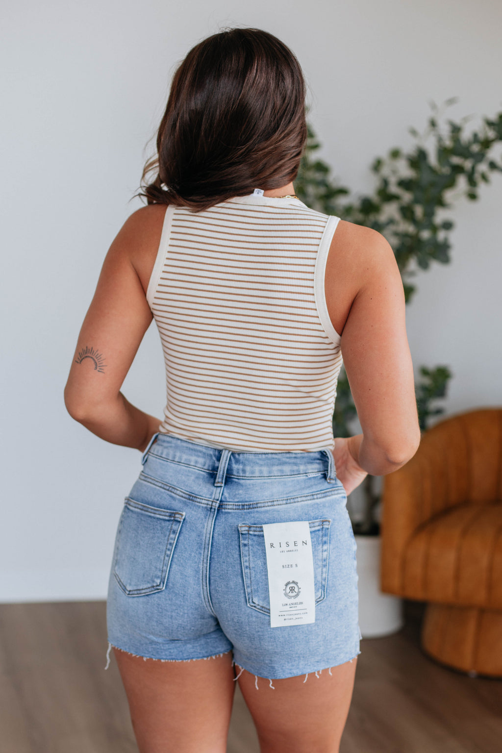 April Striped Bodysuit - Tan Mix