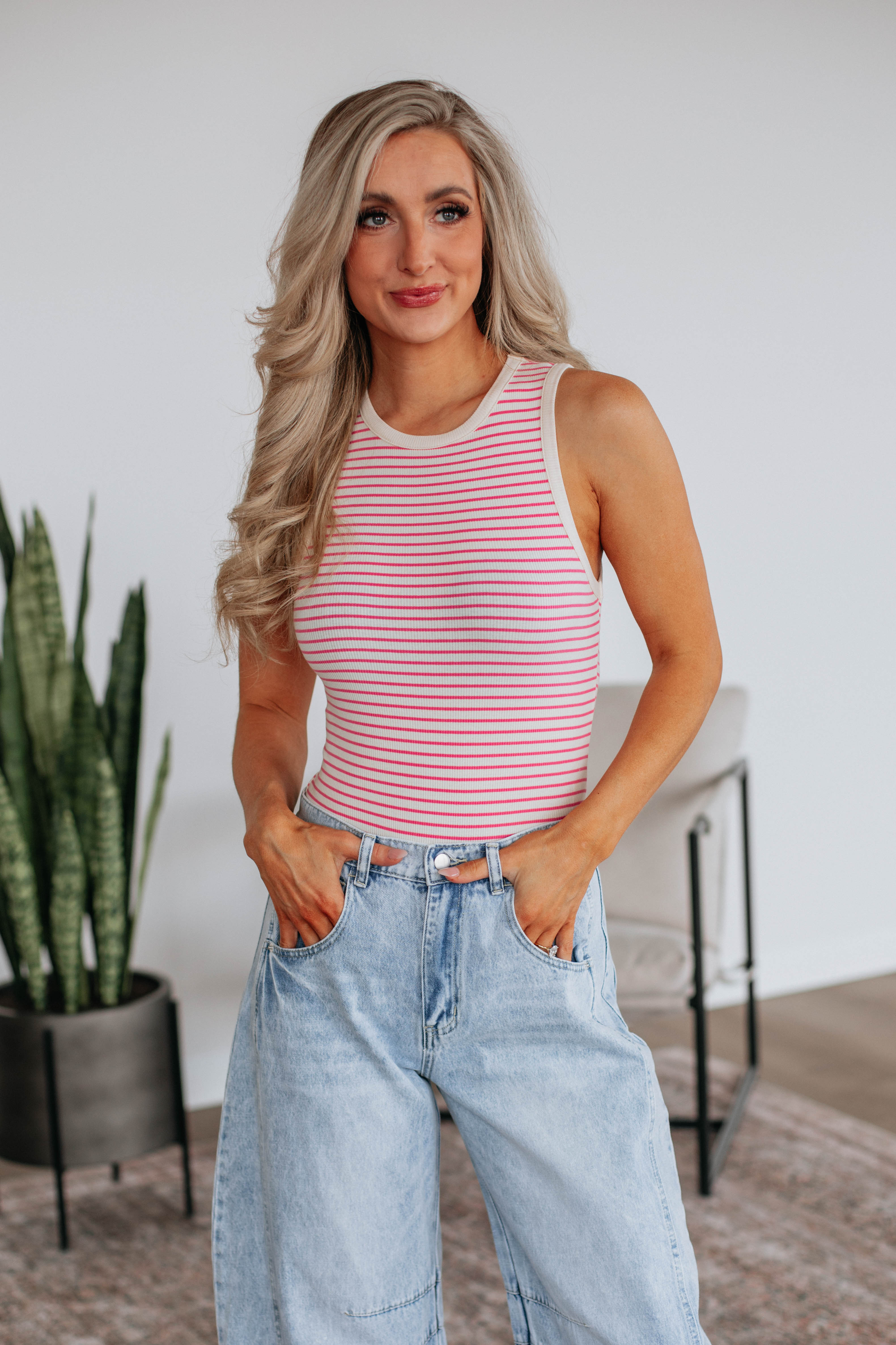 April Striped Bodysuit - Bubblegum Mix