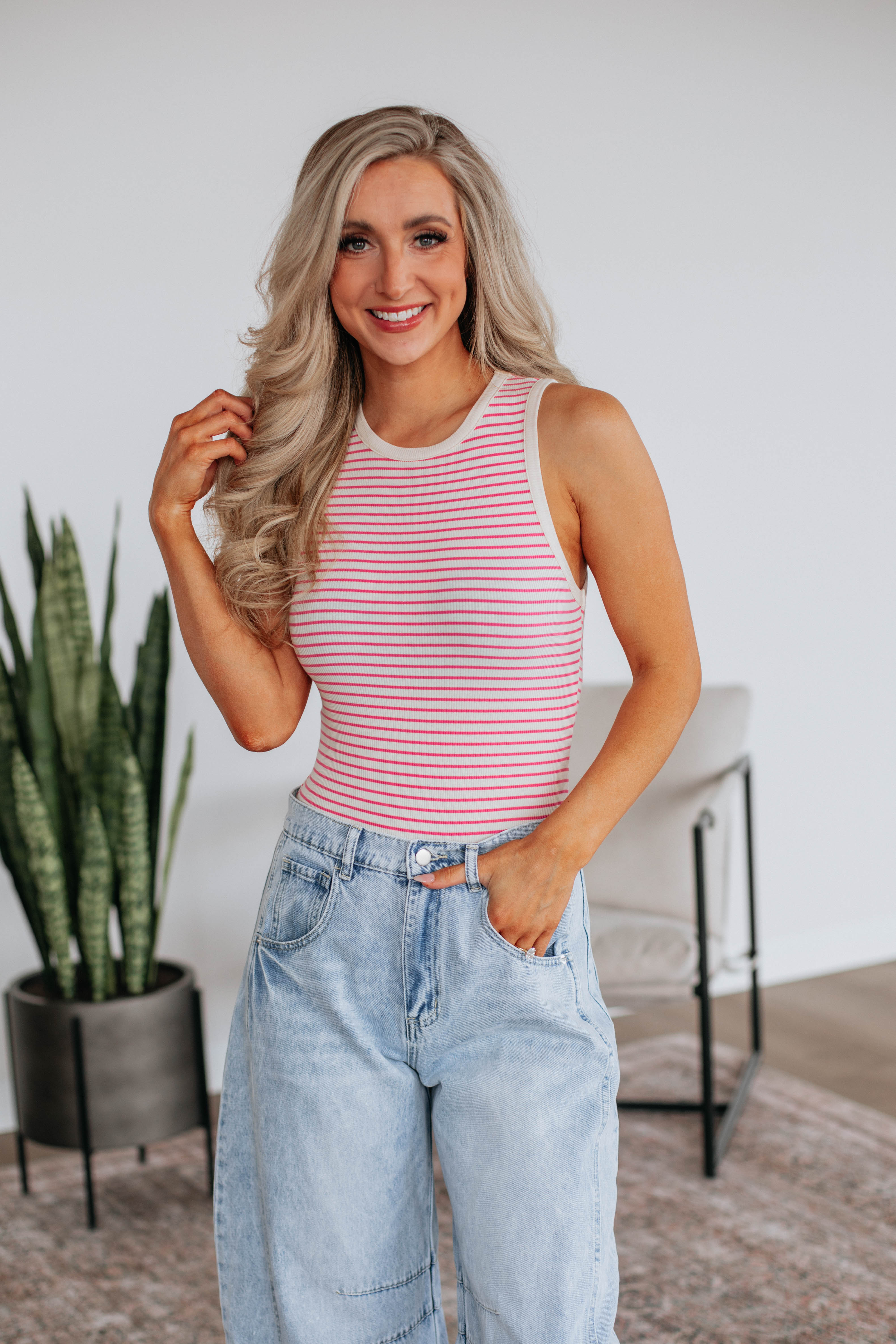 April Striped Bodysuit - Bubblegum Mix