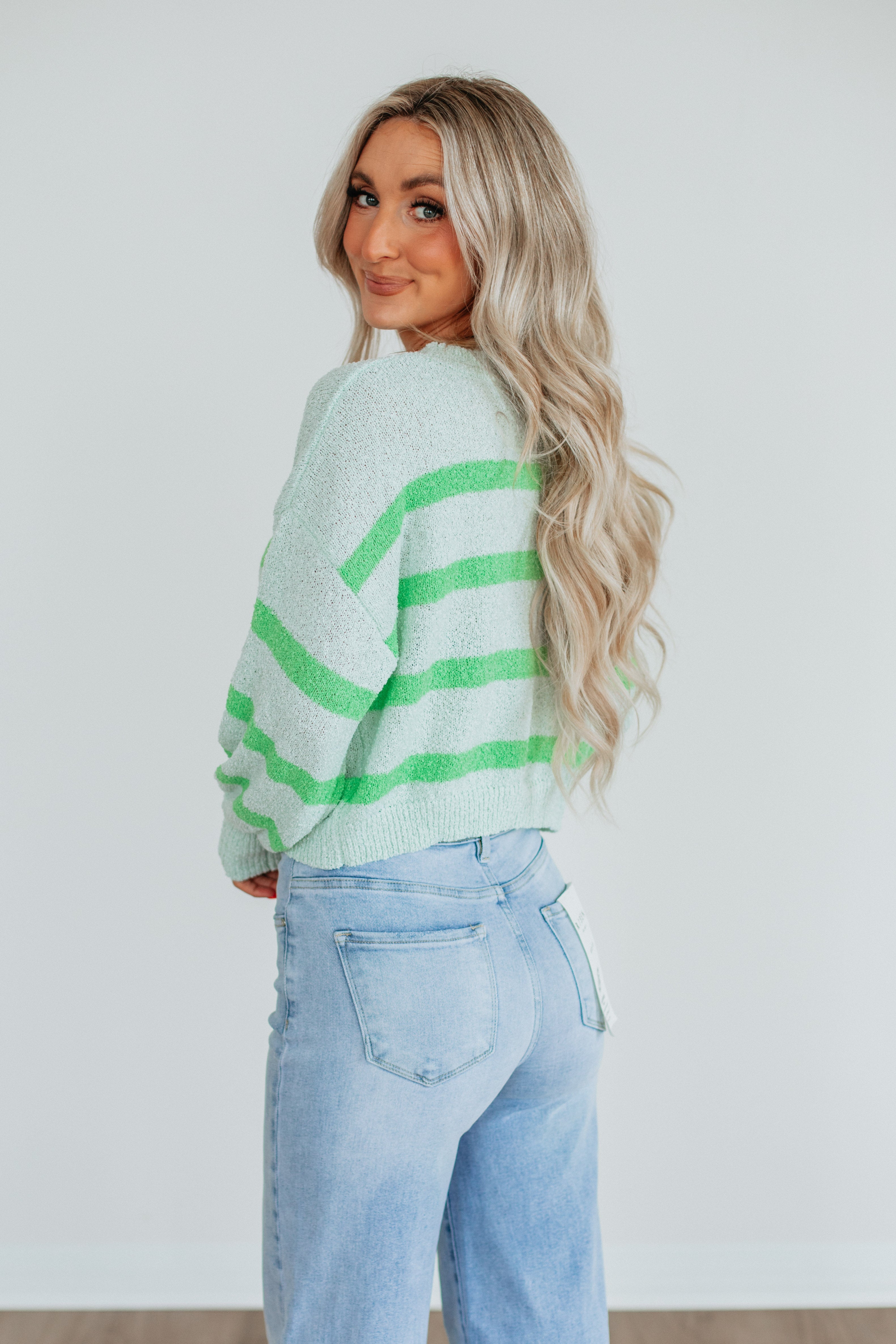 Aubriana Striped Sweater - Light Mint Mix