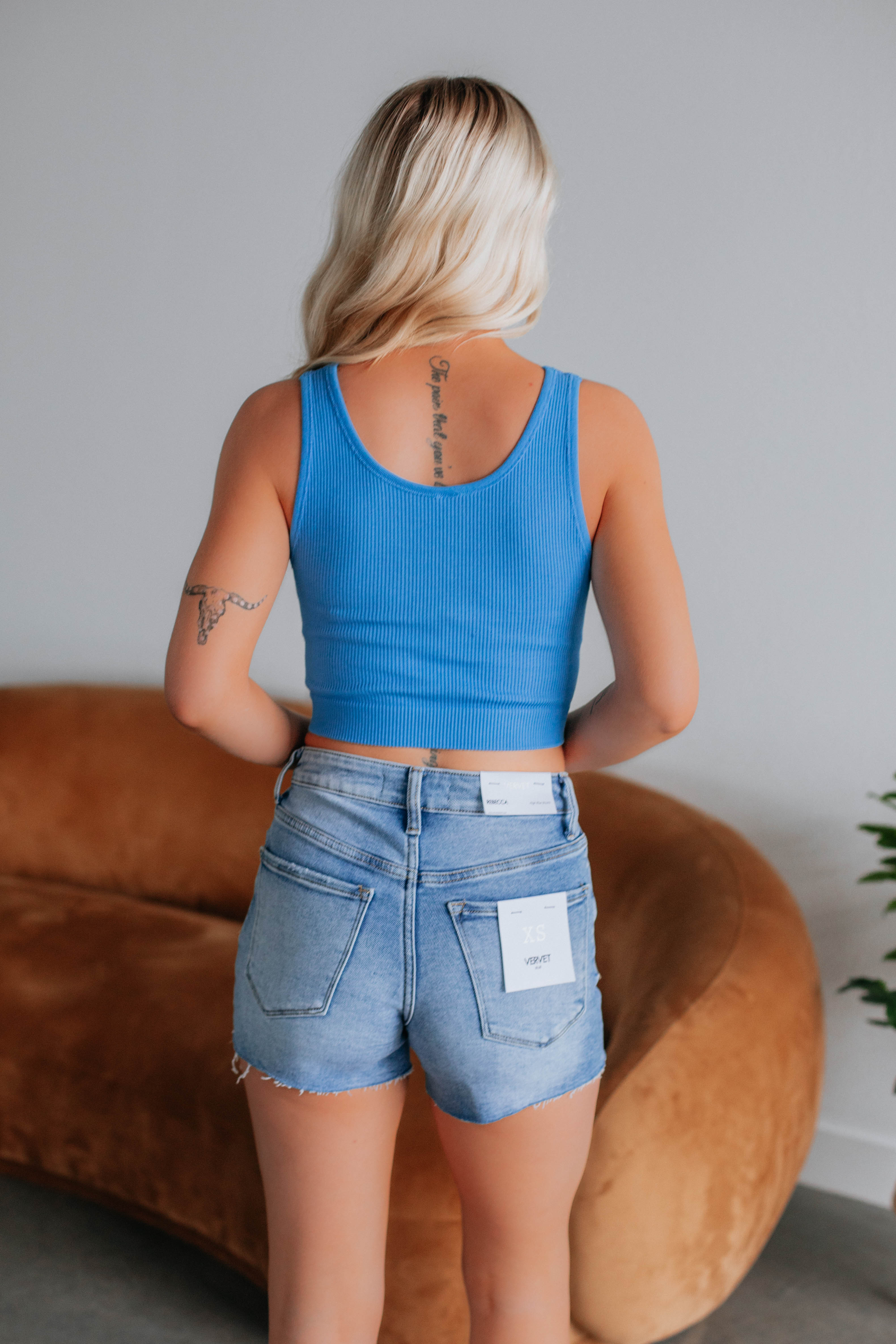 Aylin Ribbed Tank - Cornflower Blue