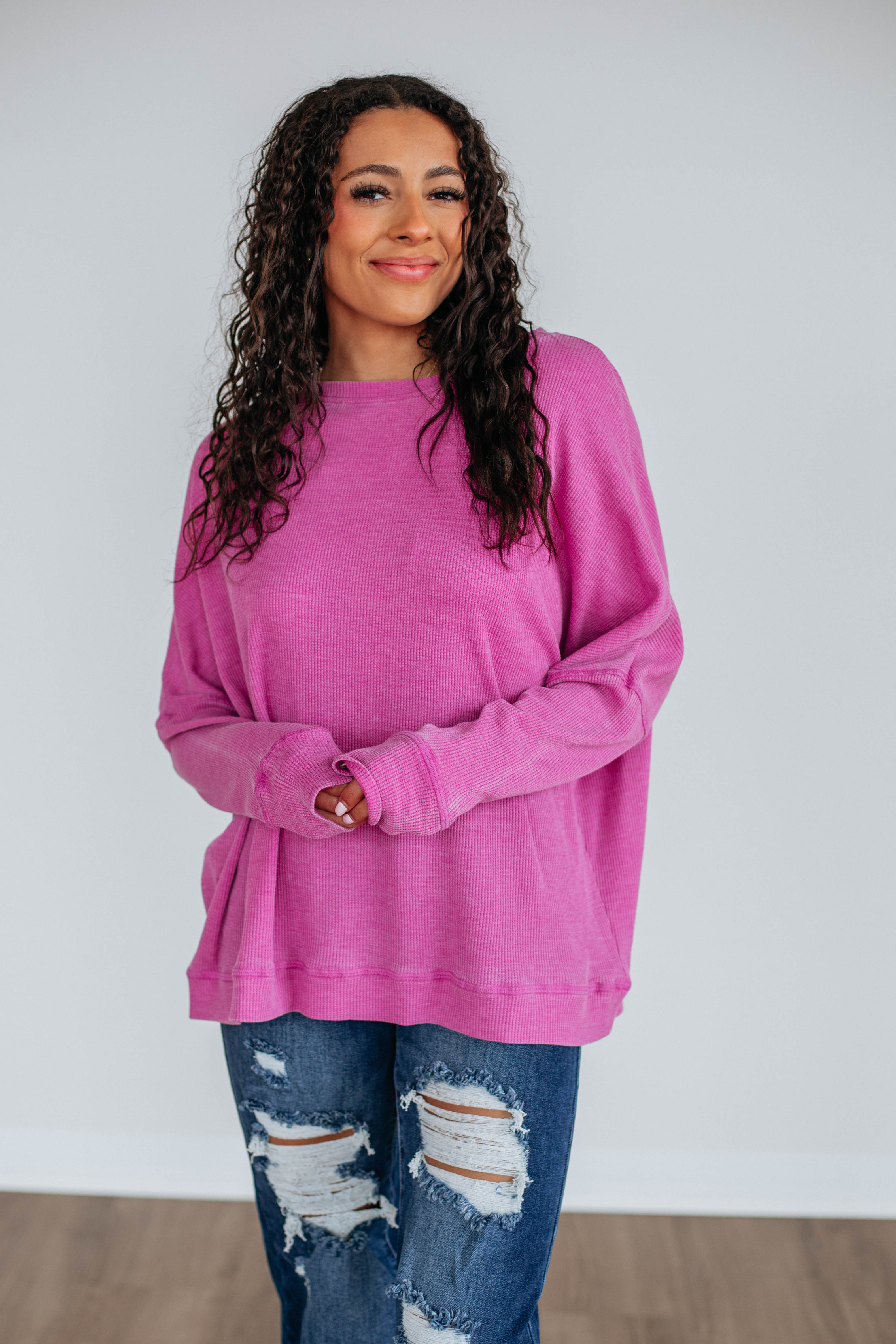 Breah Waffle Knit Top - Orchid