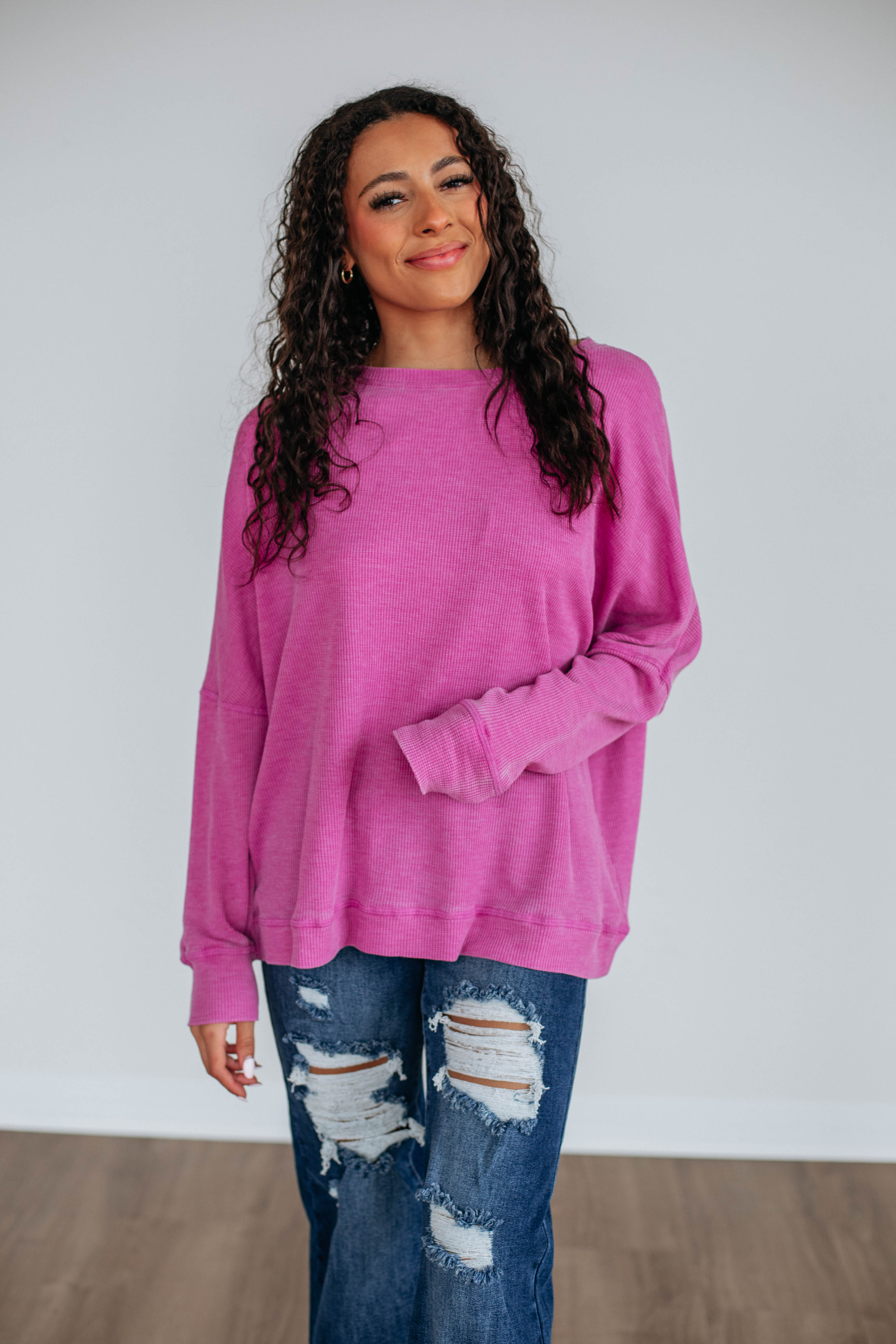 Breah Waffle Knit Top - Orchid