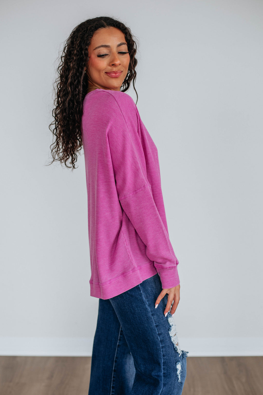 Breah Waffle Knit Top - Orchid