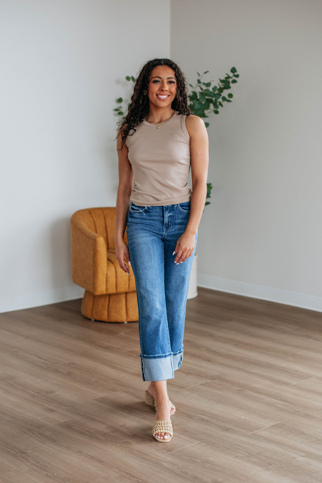 Brighton Ribbed Tank - Taupe