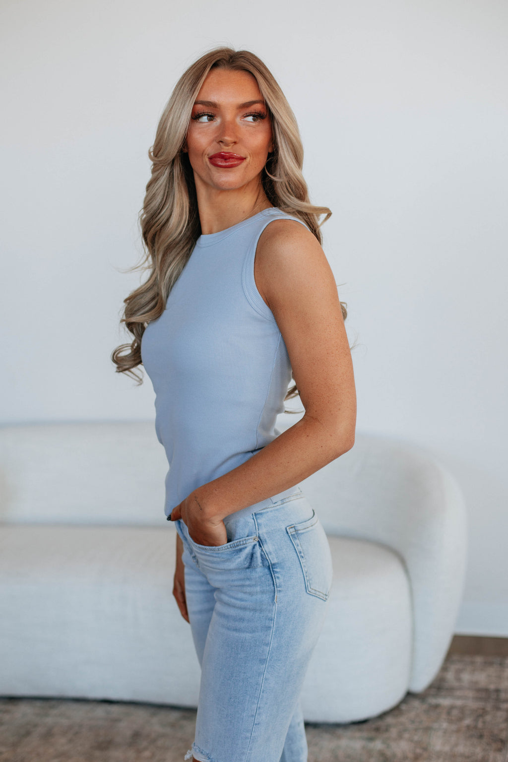 Brighton Ribbed Tank - Powder Blue