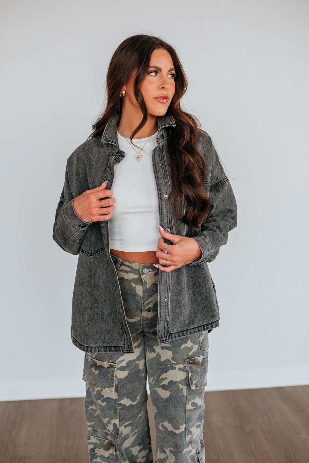 Callahan Denim Shacket - Vintage Black