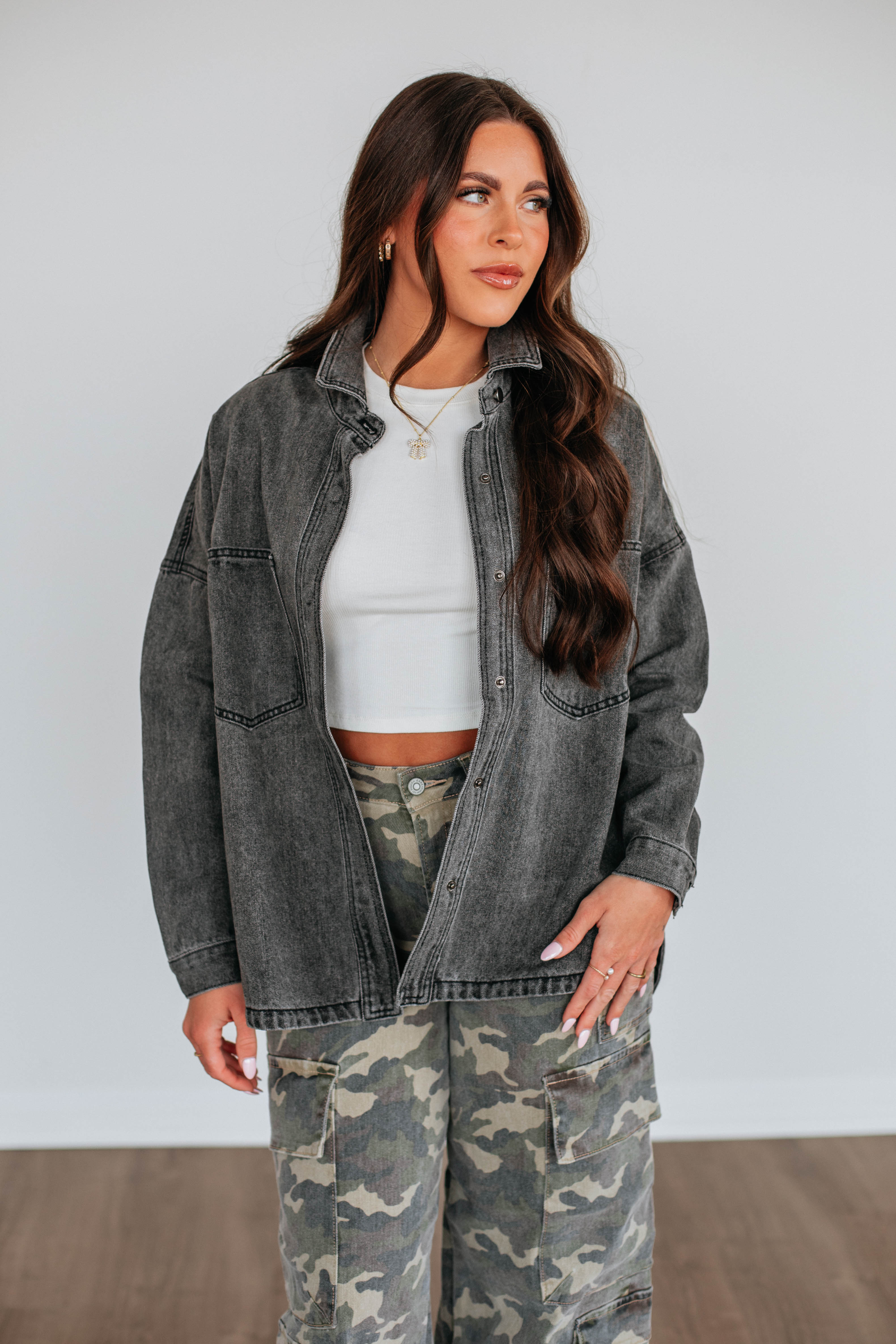 Callahan Denim Shacket - Vintage Black