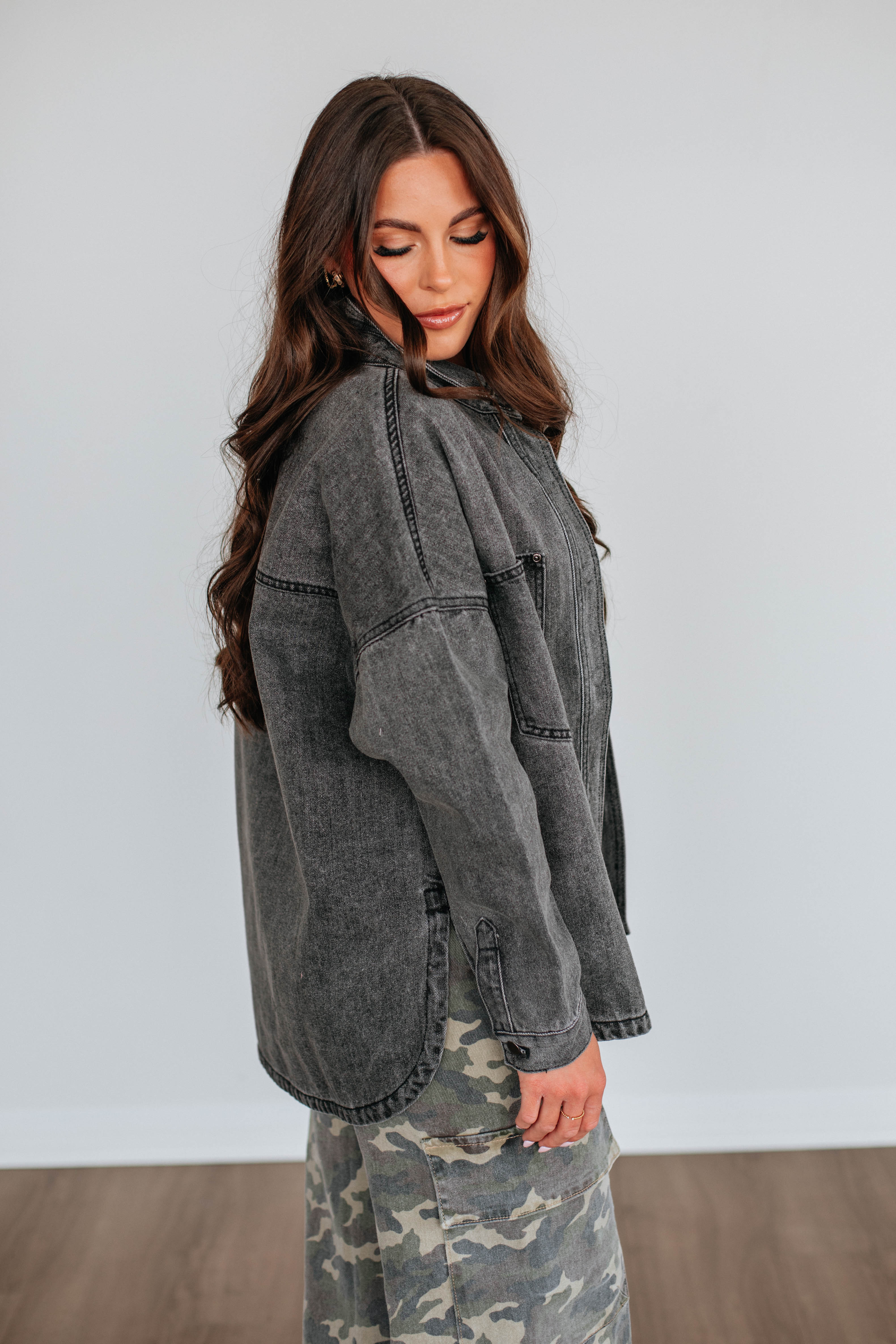 Callahan Denim Shacket - Vintage Black