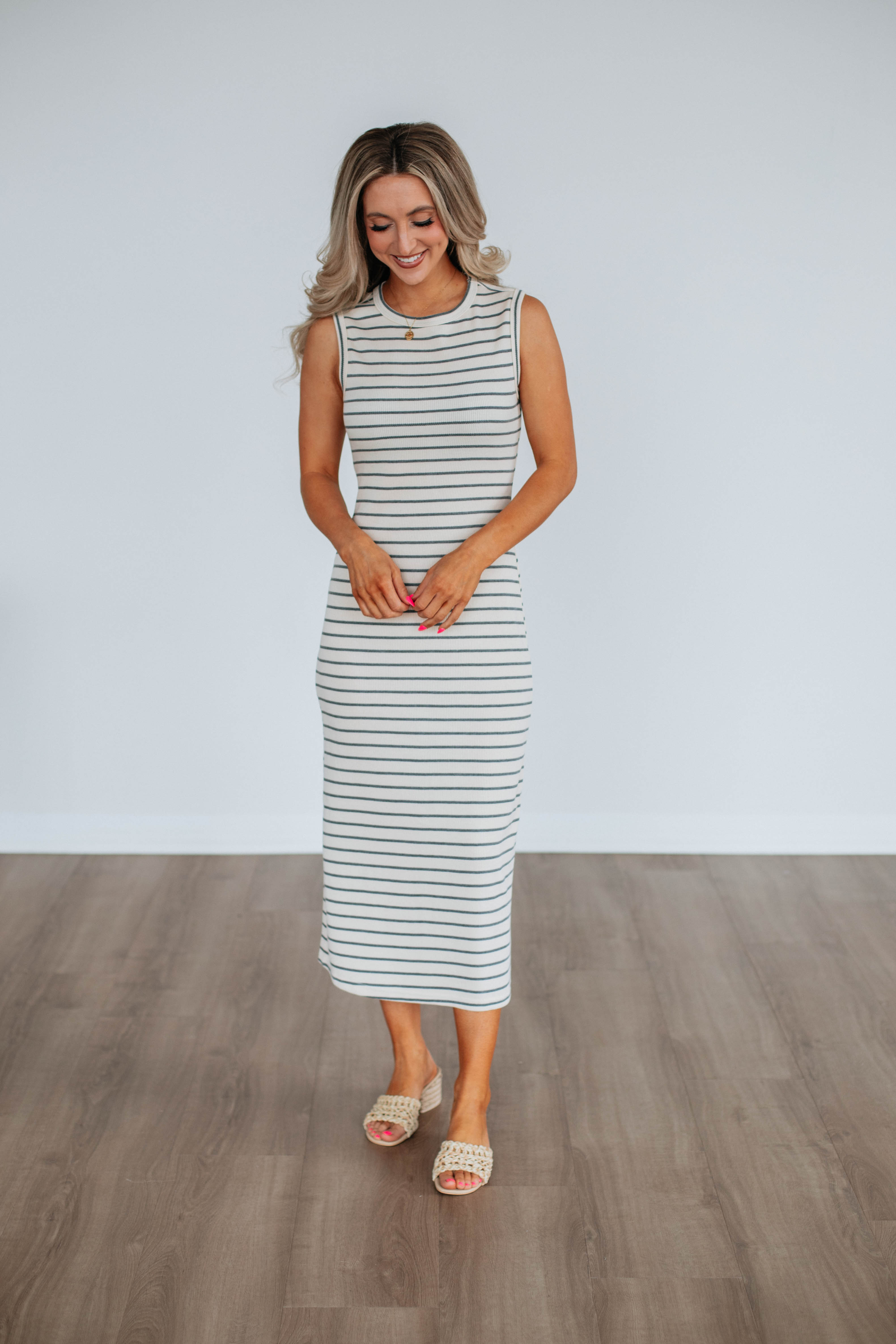 Claudelle Striped Dress - Grey Mix