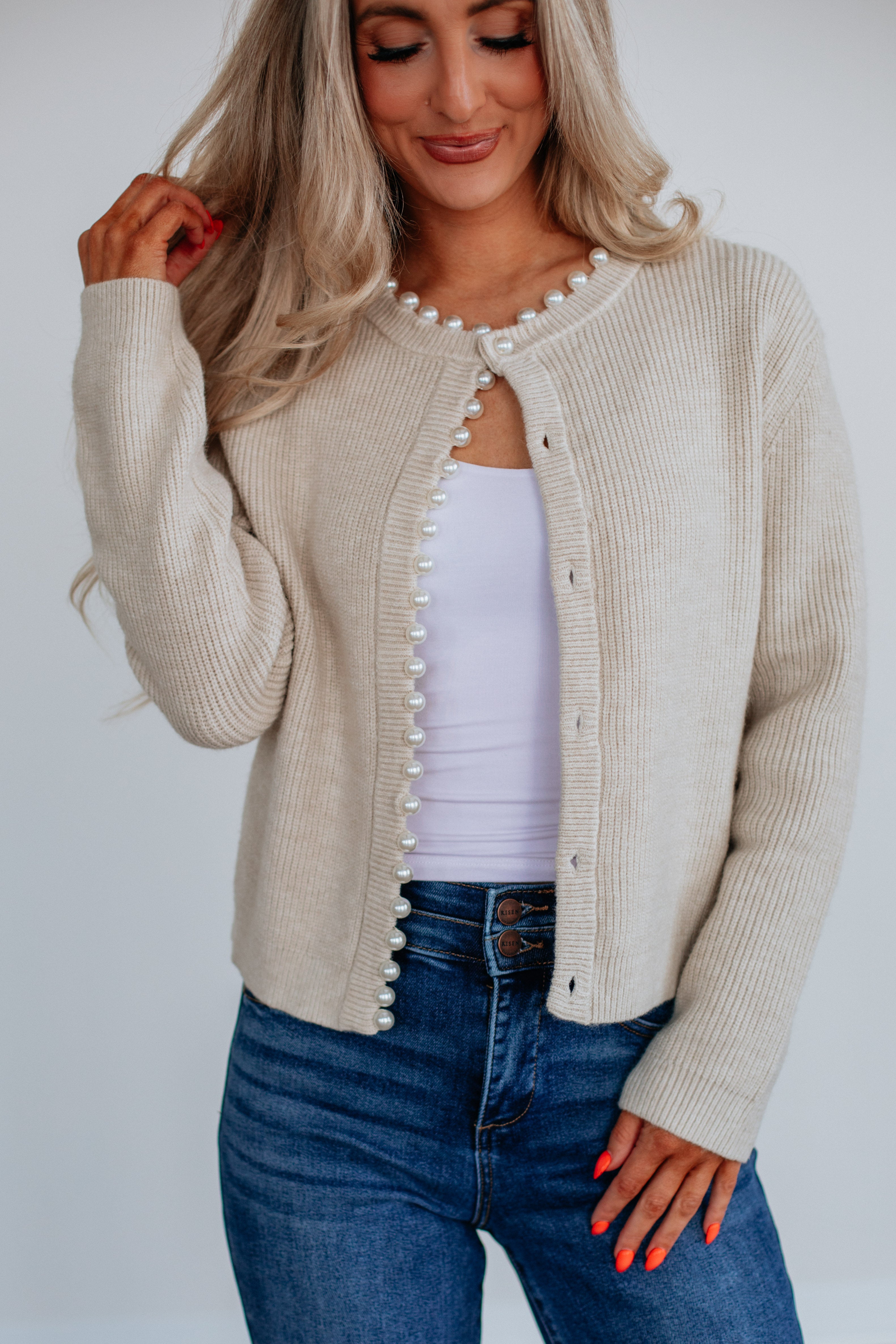 Coleen Pearl Trim Cardigan