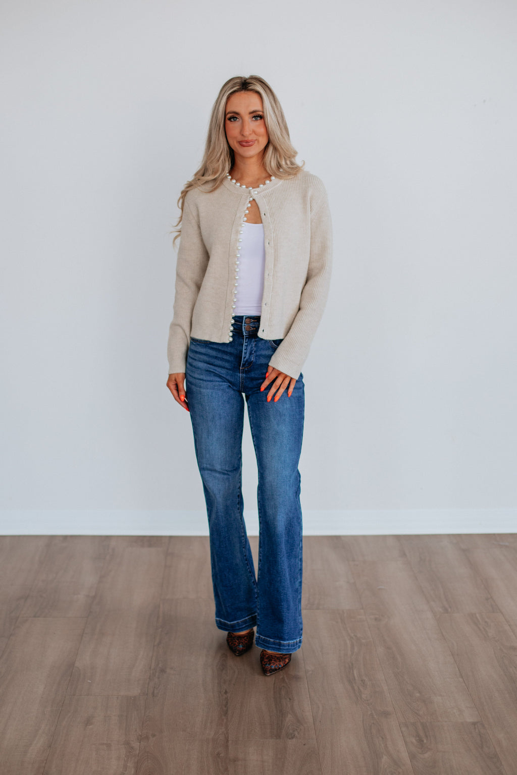 Coleen Pearl Trim Cardigan