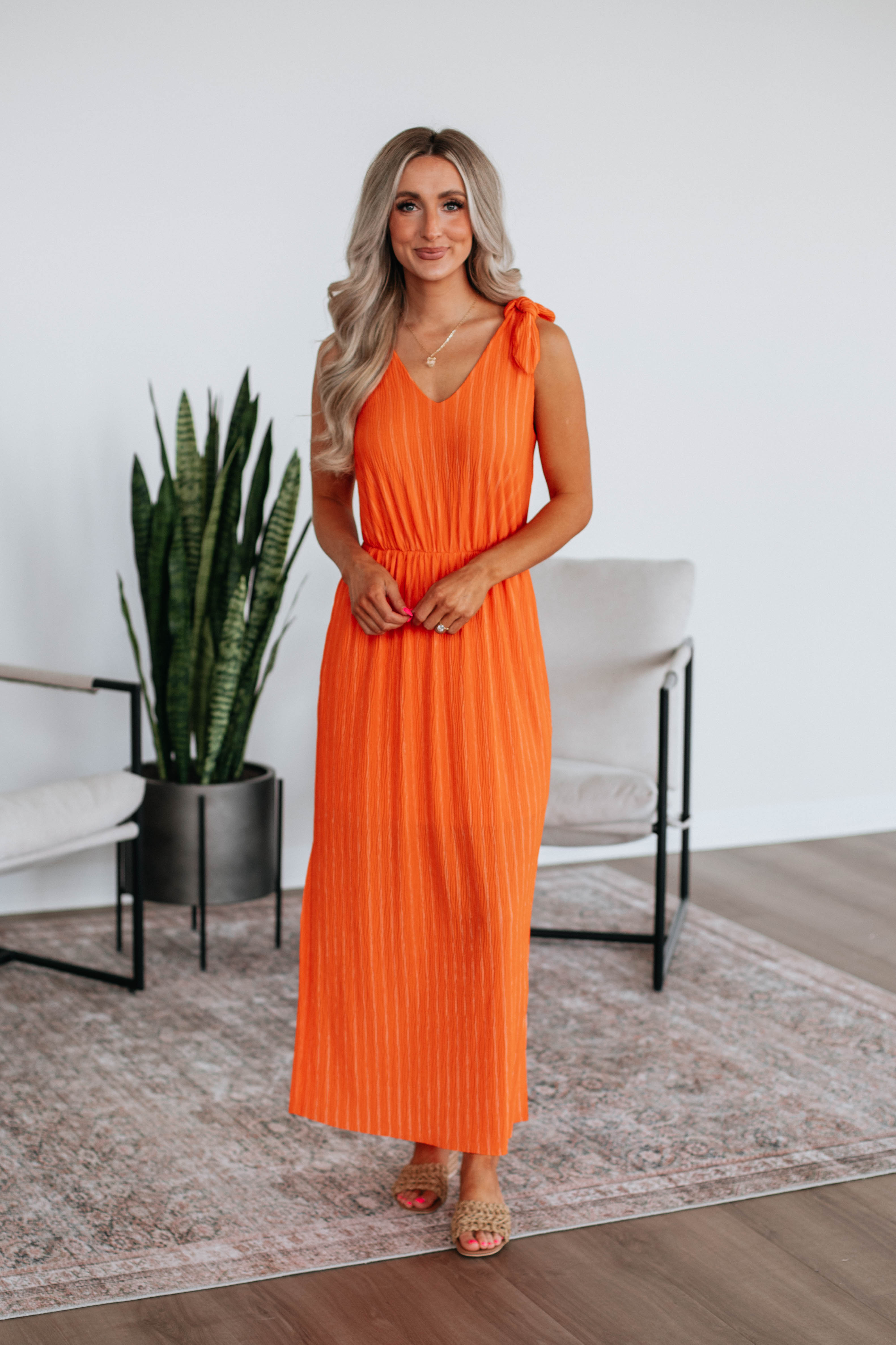 Danetta Striped Dress - Tangerine Mix