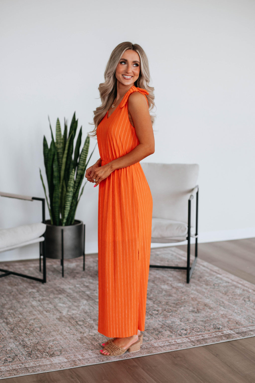 Danetta Striped Dress - Tangerine Mix