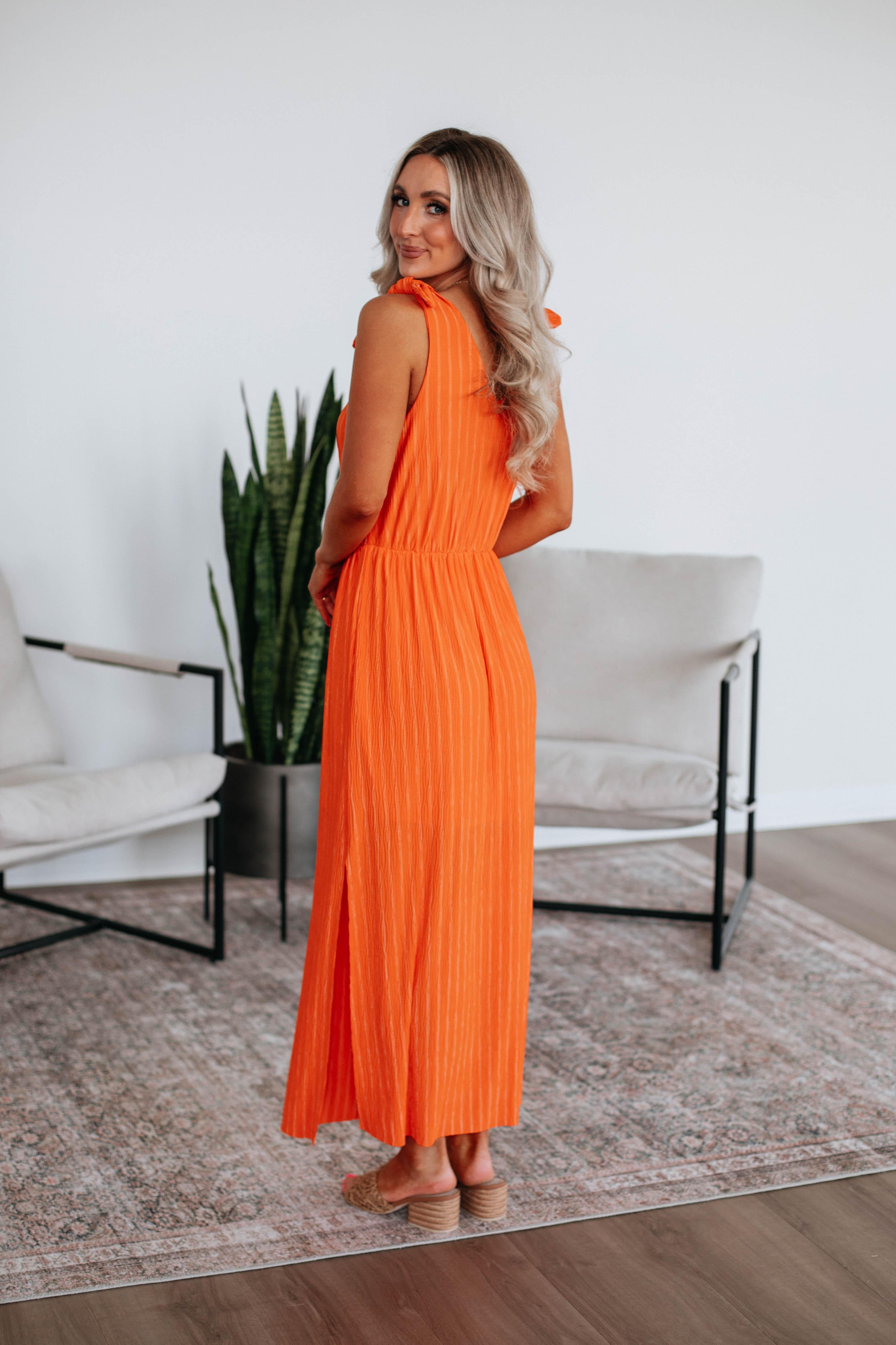 Danetta Striped Dress - Tangerine Mix