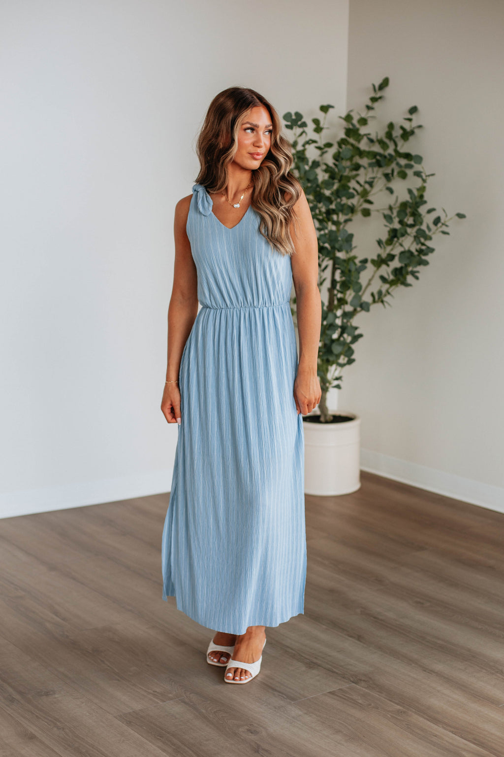 Danetta Striped Dress - Chambray Mix