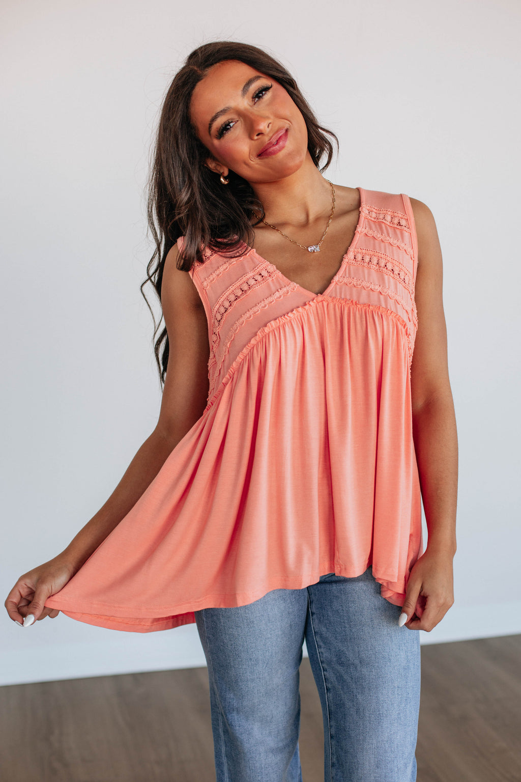 Dovile Babydoll Tank - Peach