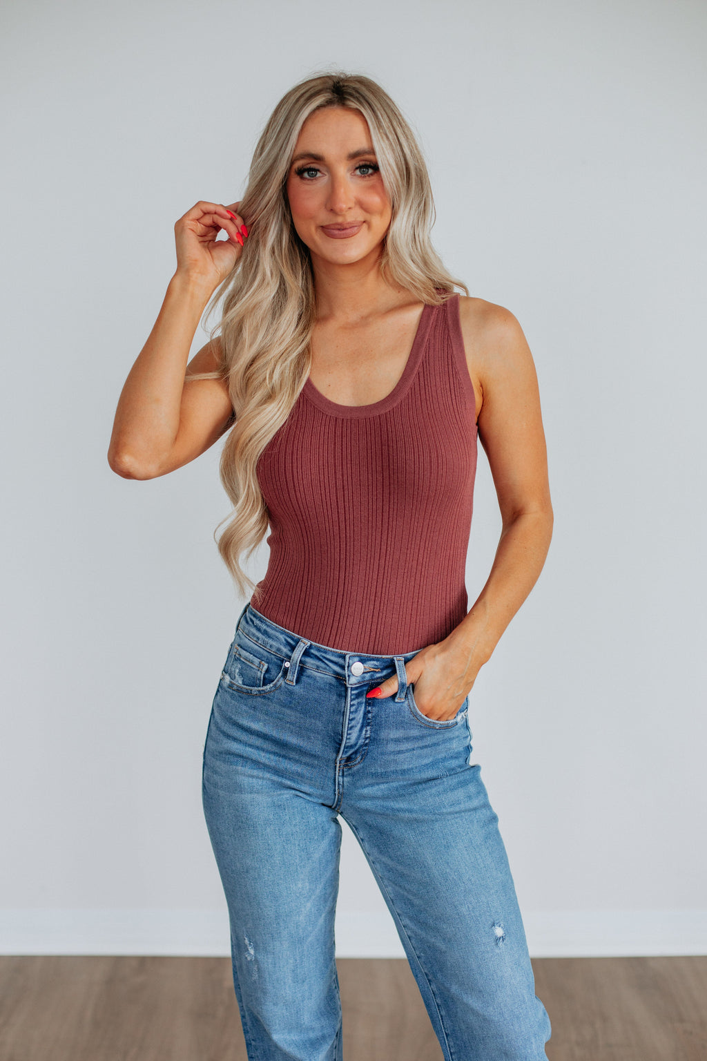 Dulcia Ribbed Bodysuit - Burlwood