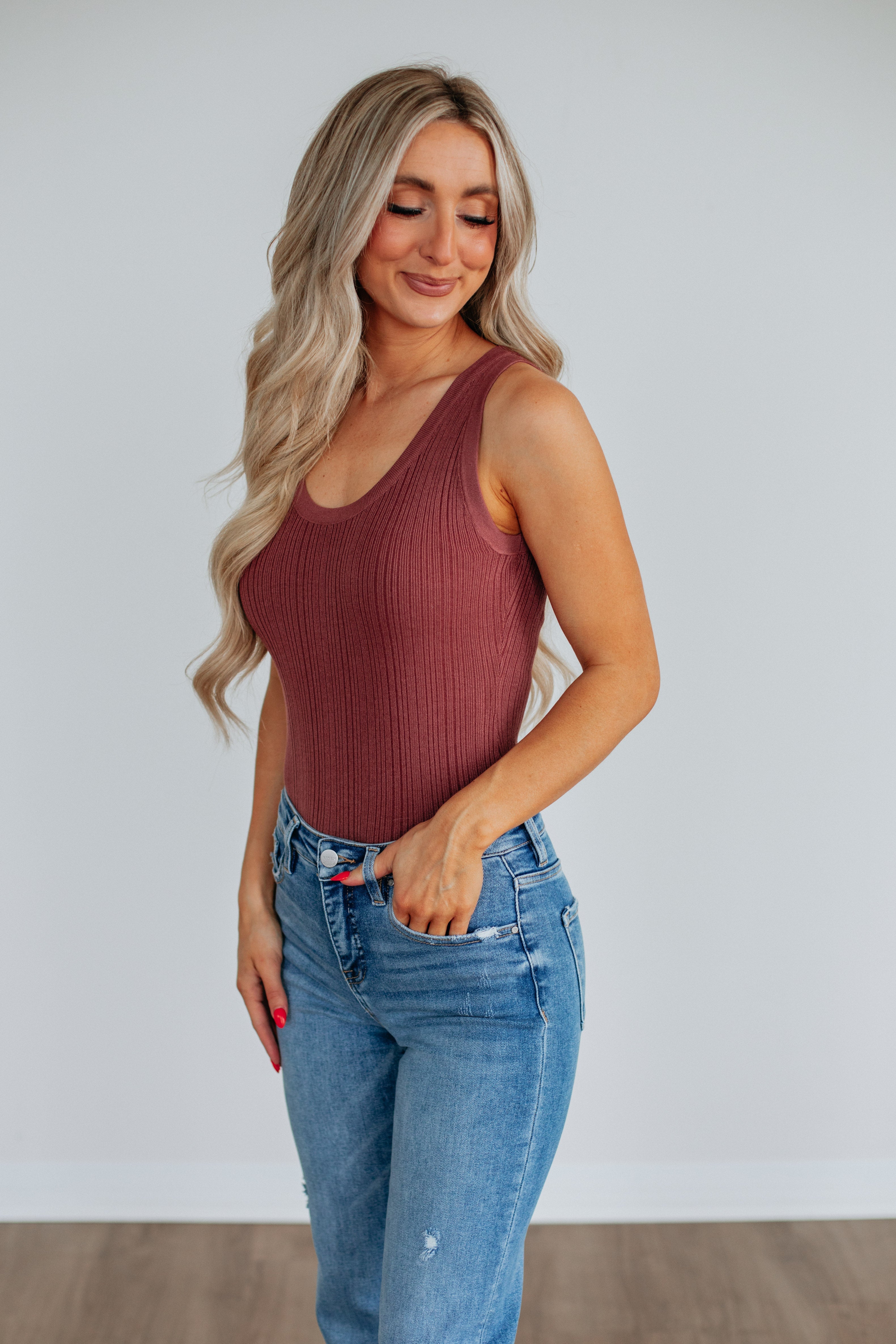 Dulcia Ribbed Bodysuit - Burlwood