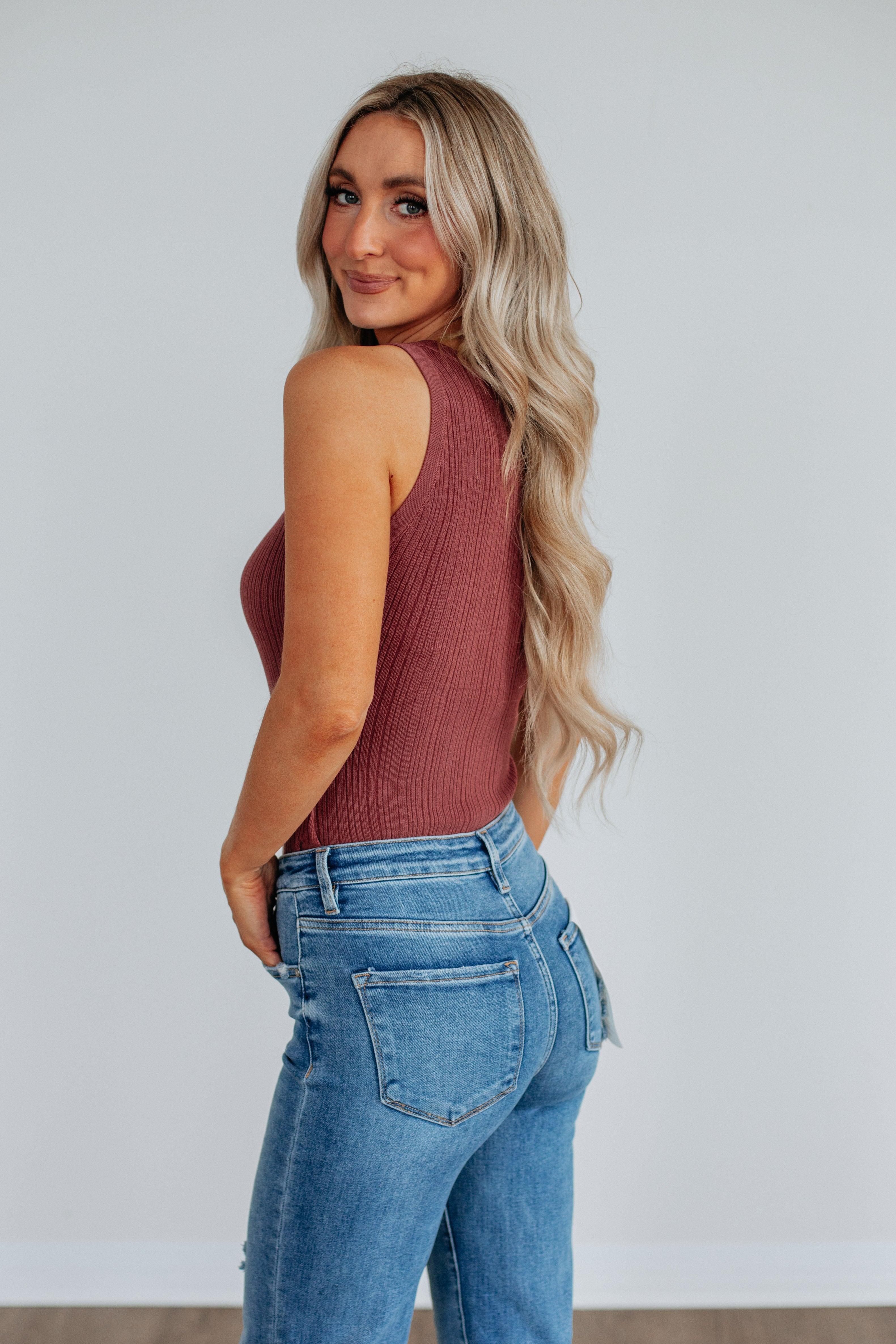 Dulcia Ribbed Bodysuit - Burlwood