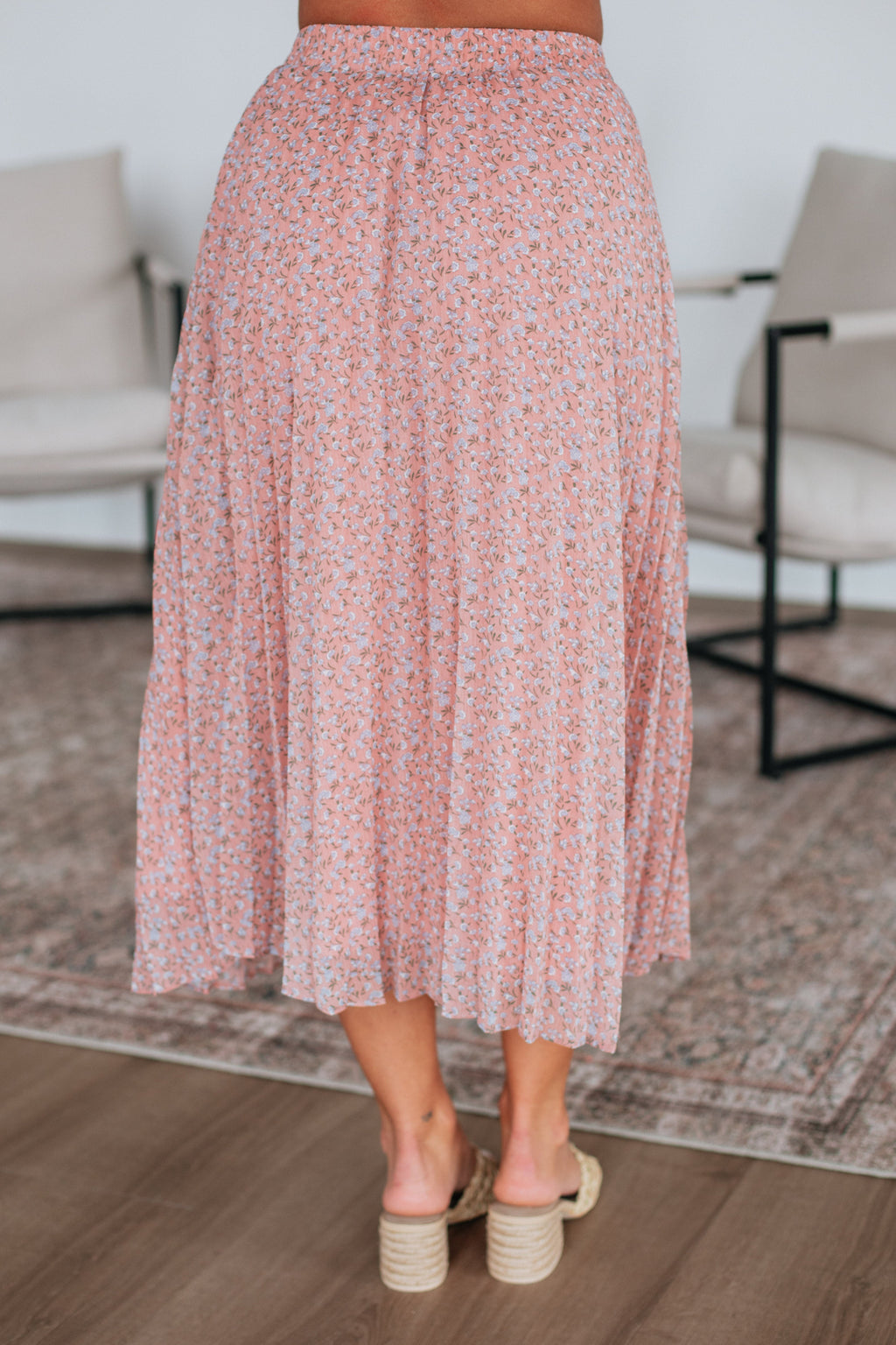 Ashie Pleated Floral Skirt - Mauve Mix
