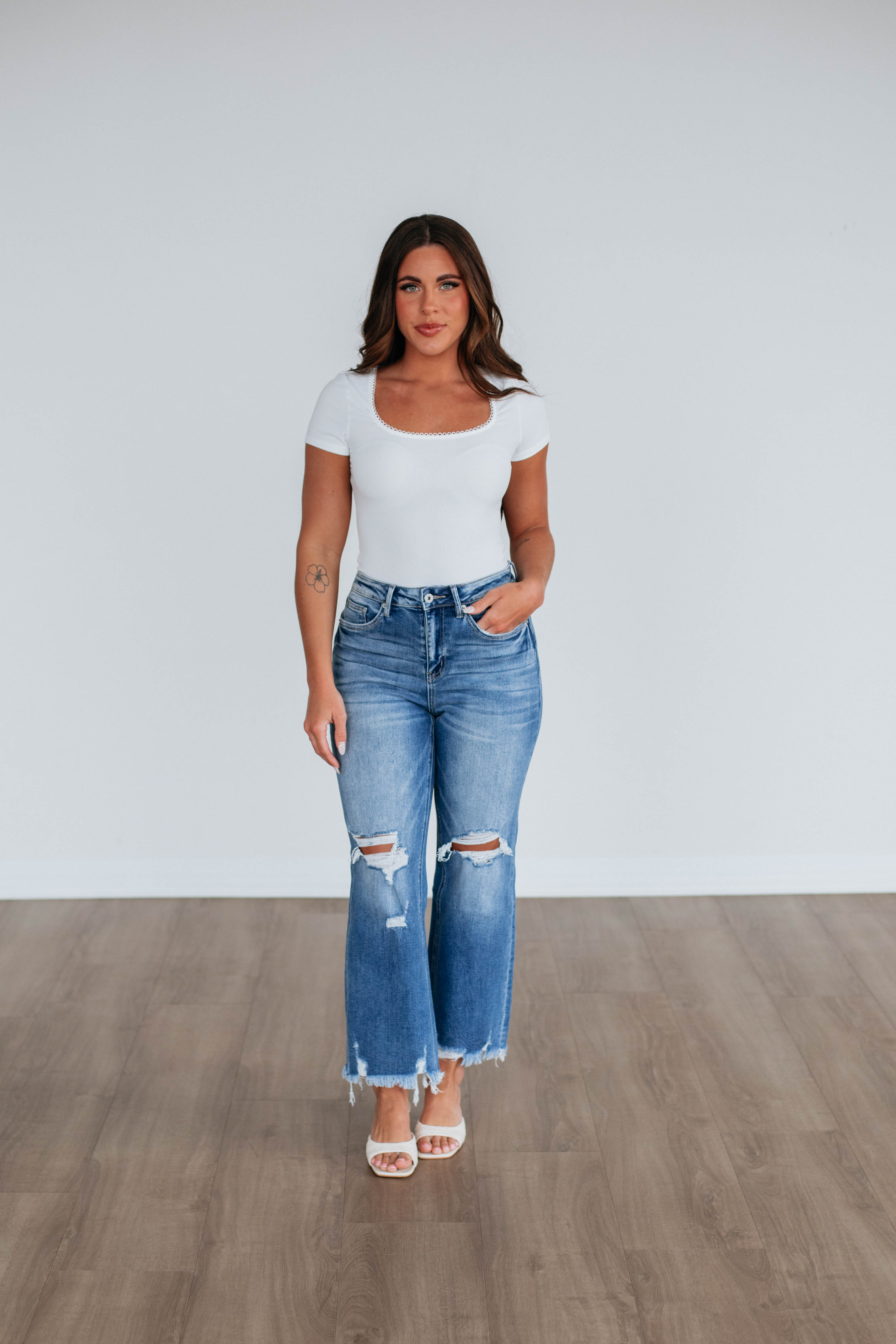 Elle Ribbed Bodysuit - Ivory