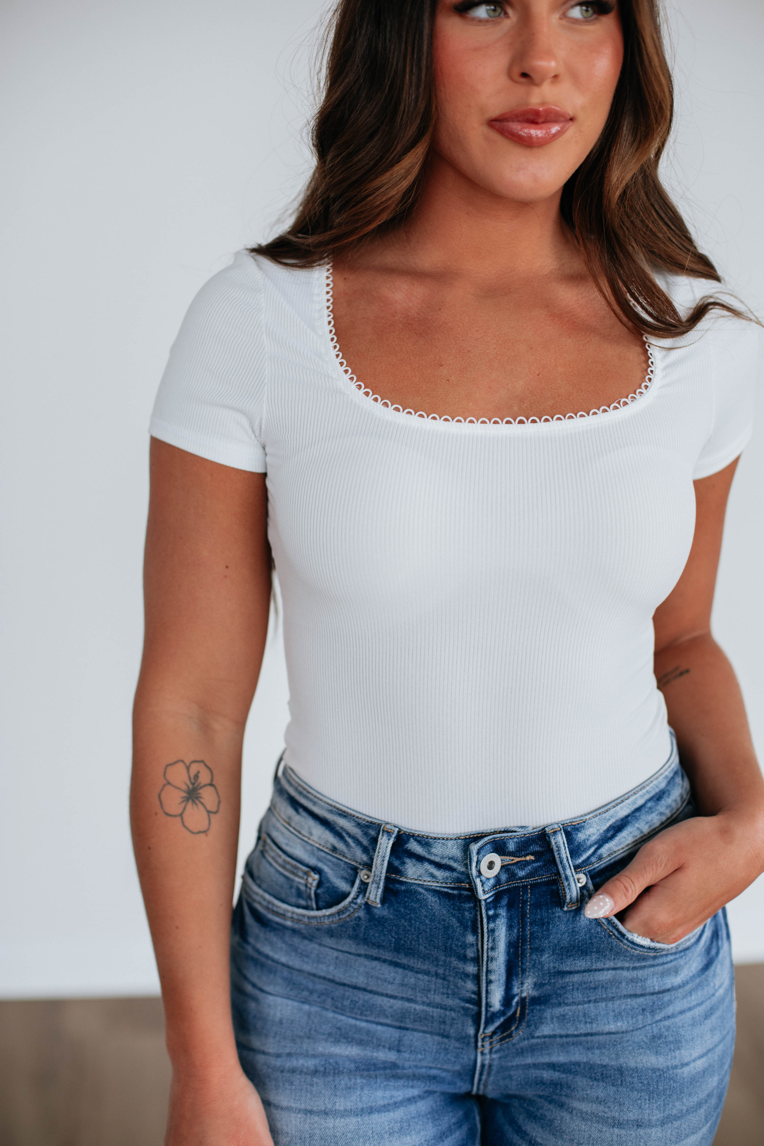 Elle Ribbed Bodysuit - Ivory