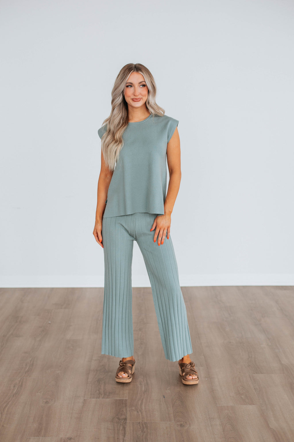 Louella Two-Piece Sweater Set - Sage