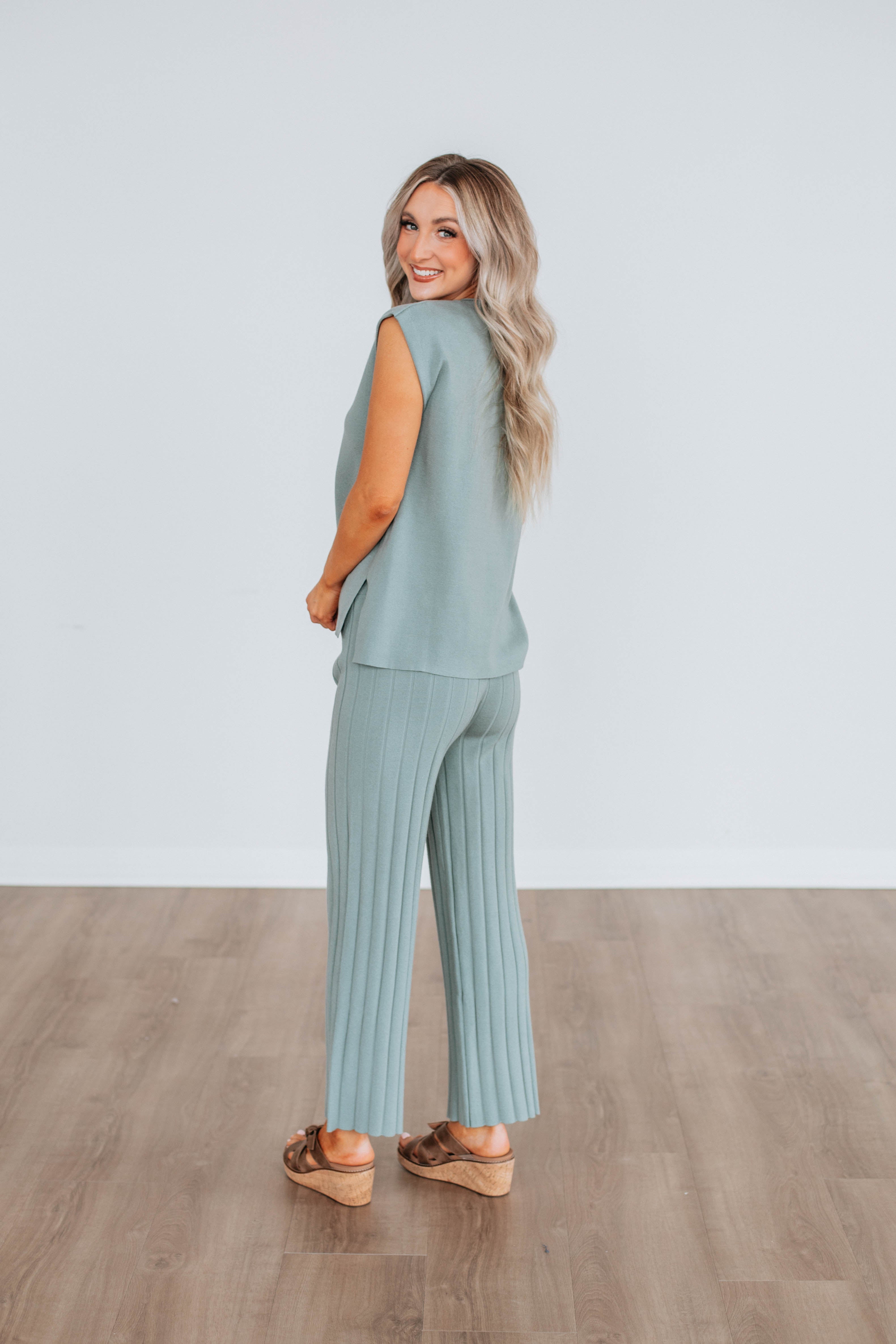 Louella Two-Piece Sweater Set - Sage