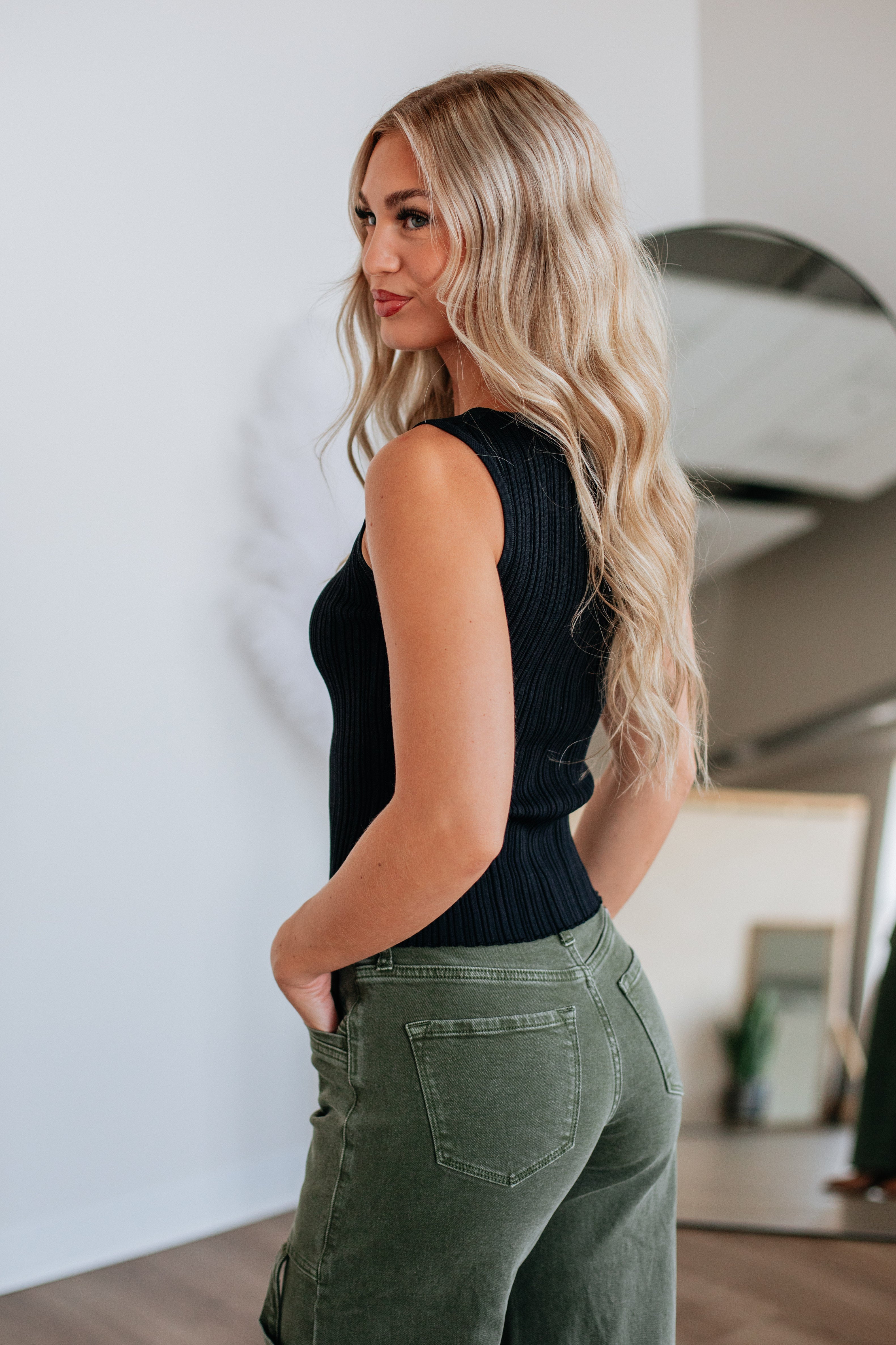 Missie Ribbed Tank - Black