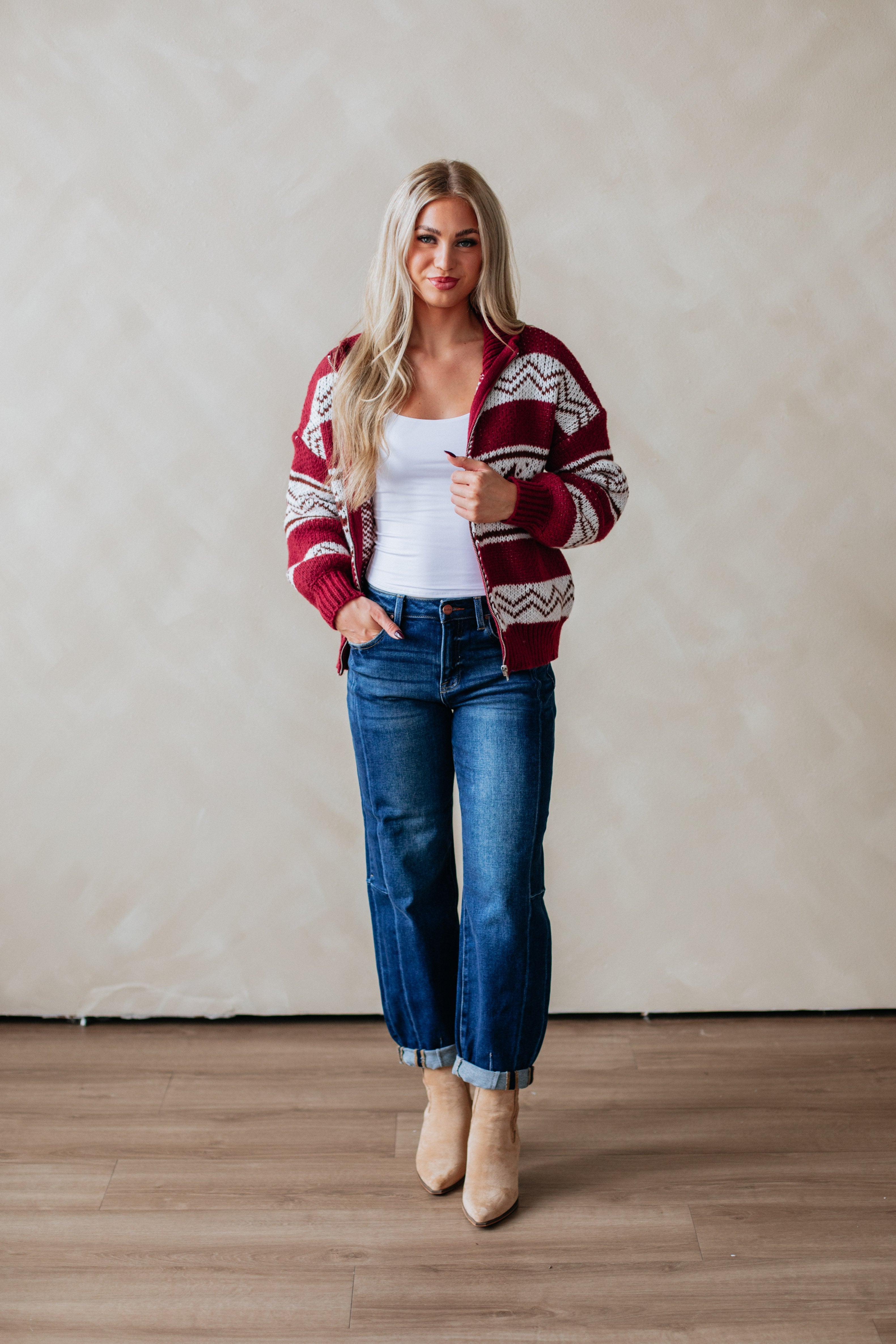 Ayrine Knit Jacket - Cranberry