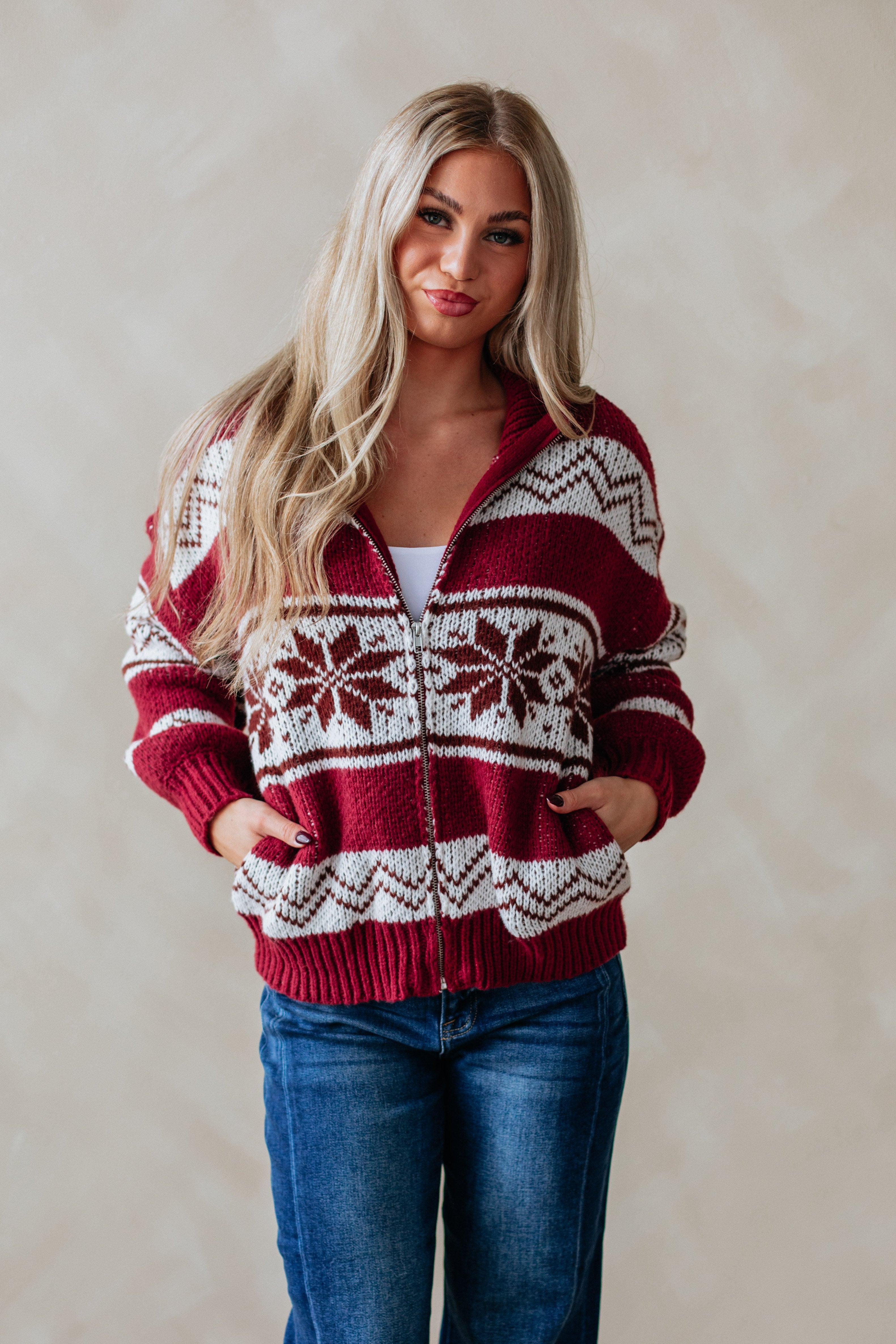 Ayrine Knit Jacket - Cranberry