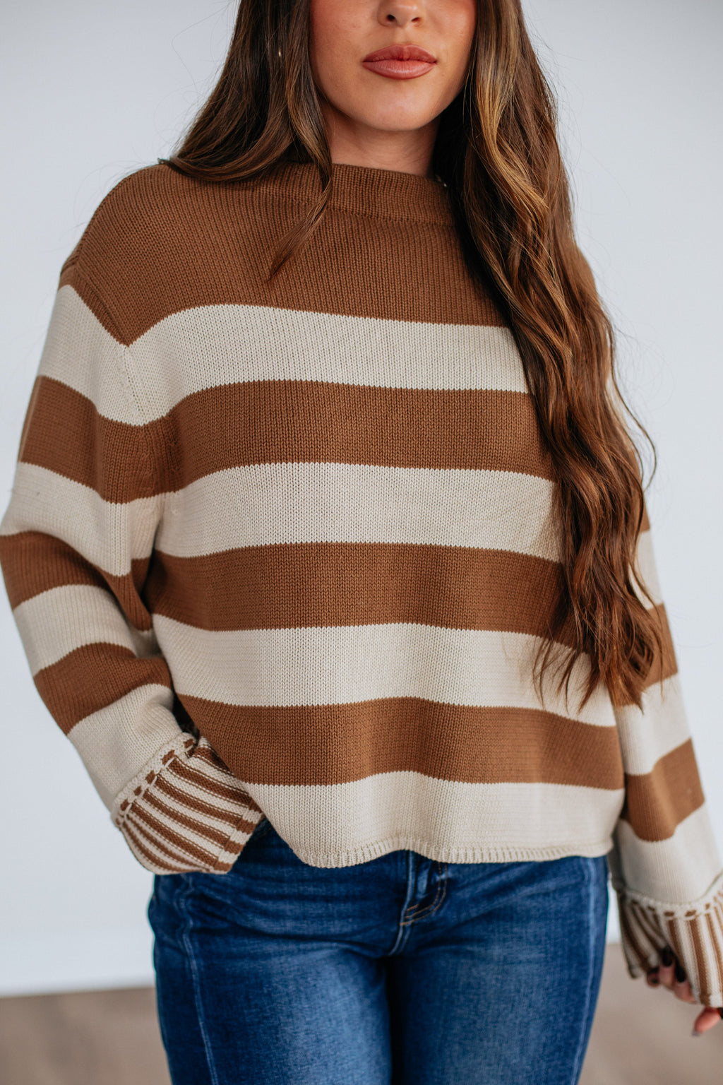 Candyce Striped Sweater - Camel