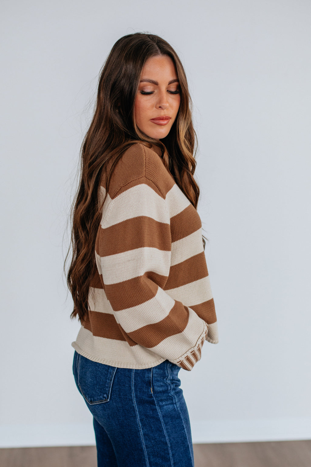 Candyce Striped Sweater - Camel